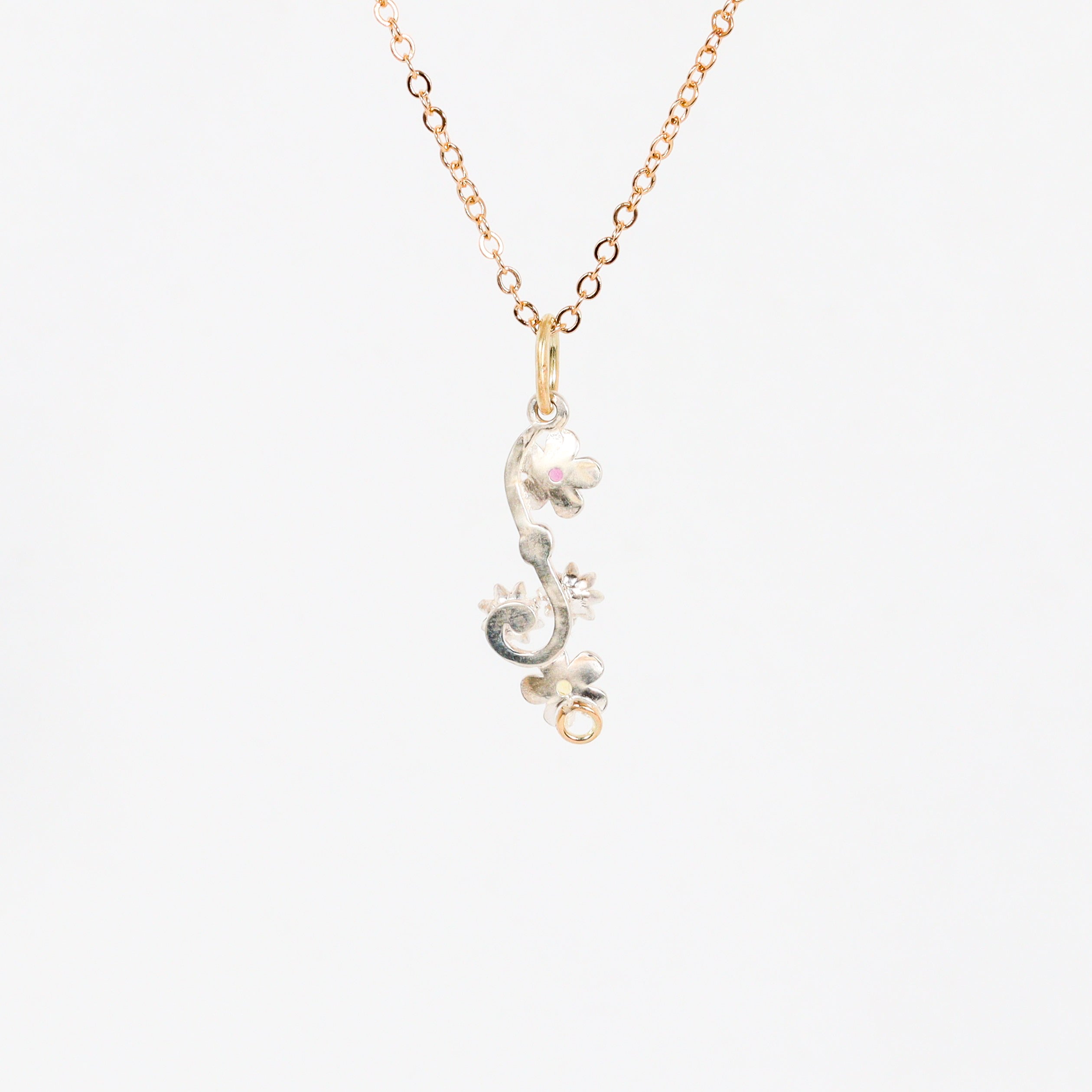 Leon Baker – Silver & 9KYG Wildflower Sapphire Pendant