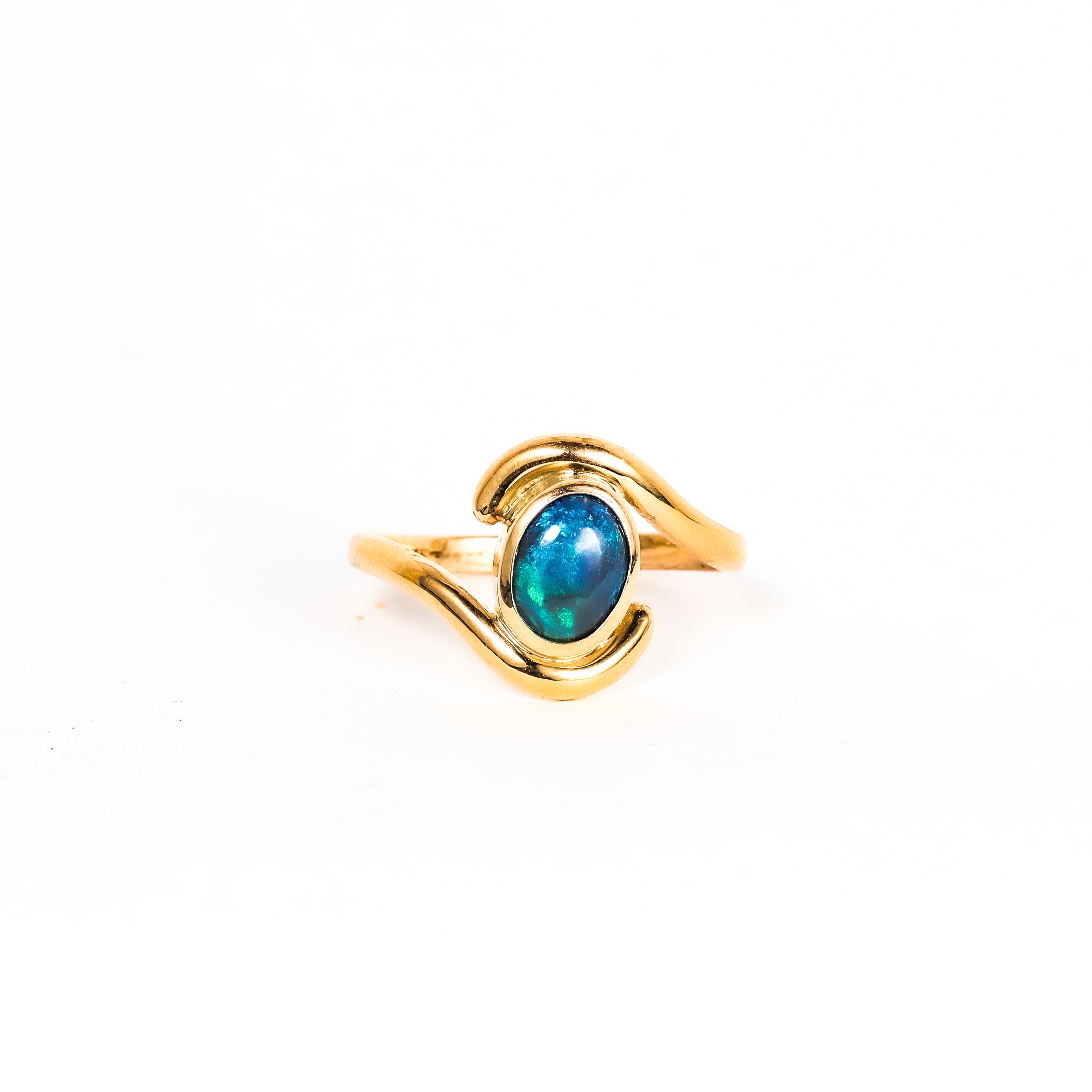 Leon Baker - Handmade 9ct Yellow Gold Solid Opal Ring