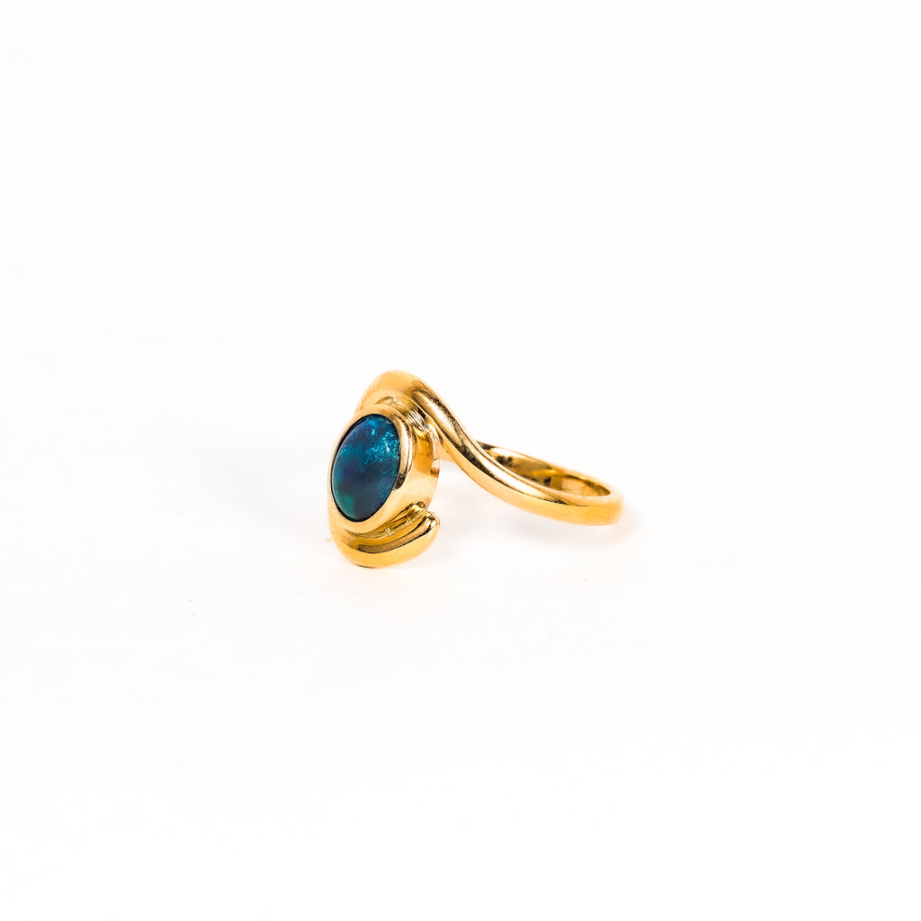 Leon Baker - Handmade 9ct Yellow Gold Solid Opal Ring