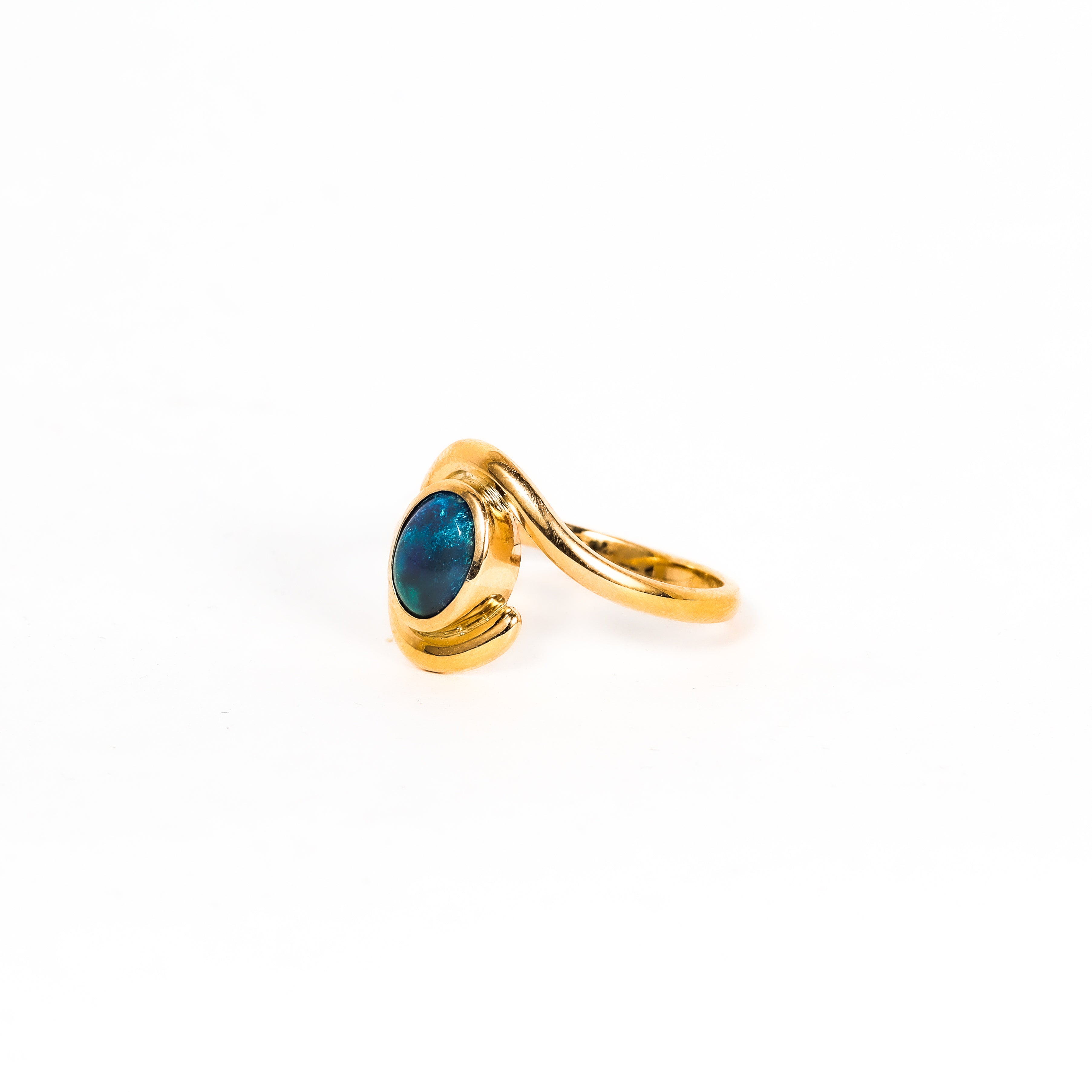 Leon Baker - Handmade 9ct Yellow Gold Solid Opal Ring