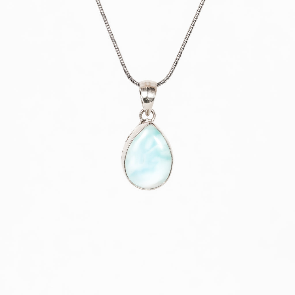 Leon Baker - Sterling Silver Teardrop Larimar Pendant