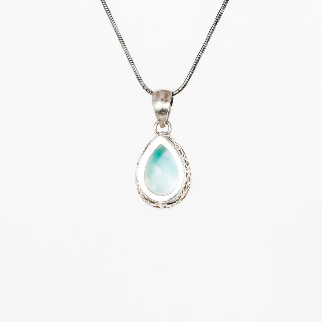 Leon Baker - Sterling Silver Teardrop Larimar Pendant