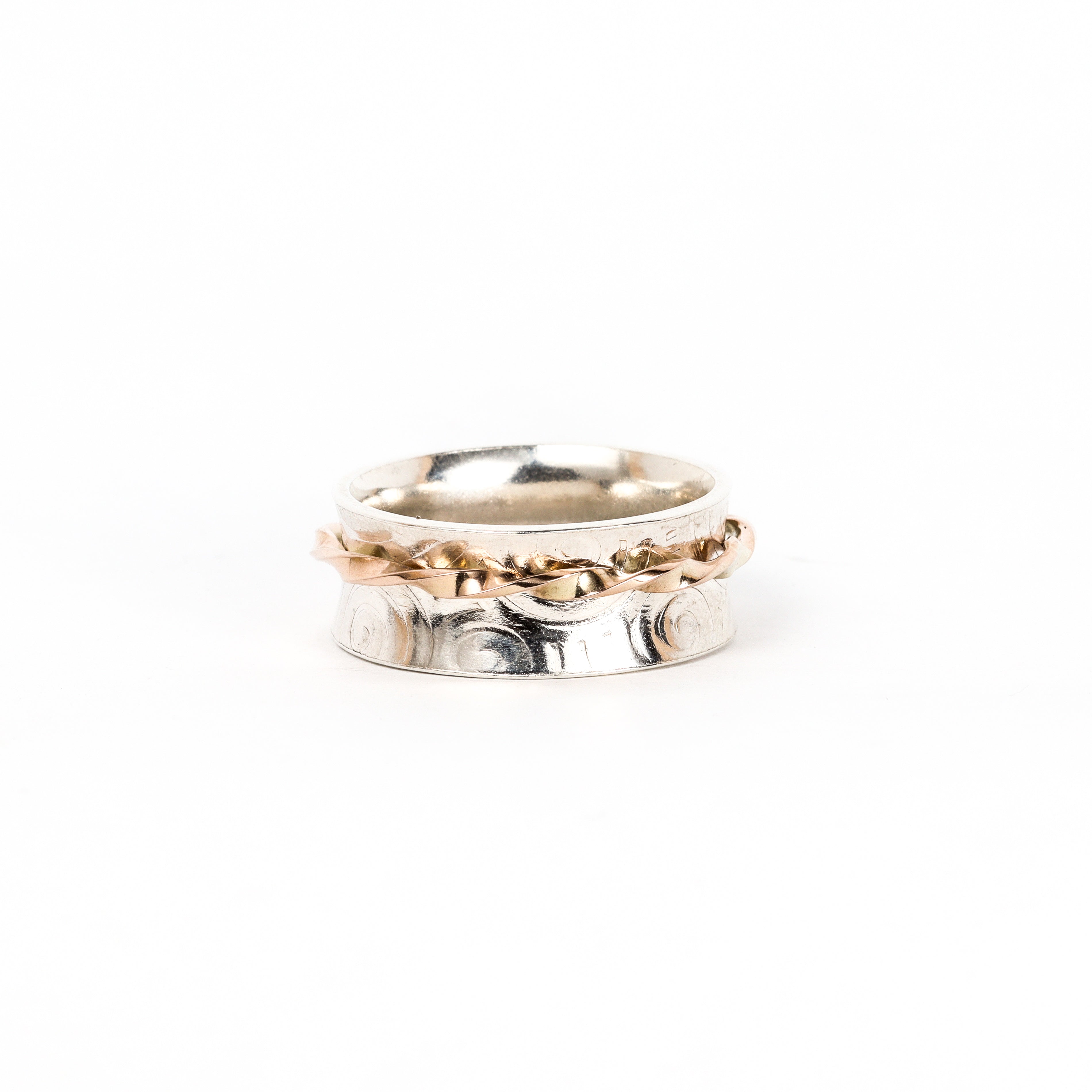 Leon Baker - Men’s Gold & Silver Keshi Pearl Fidget Ring
