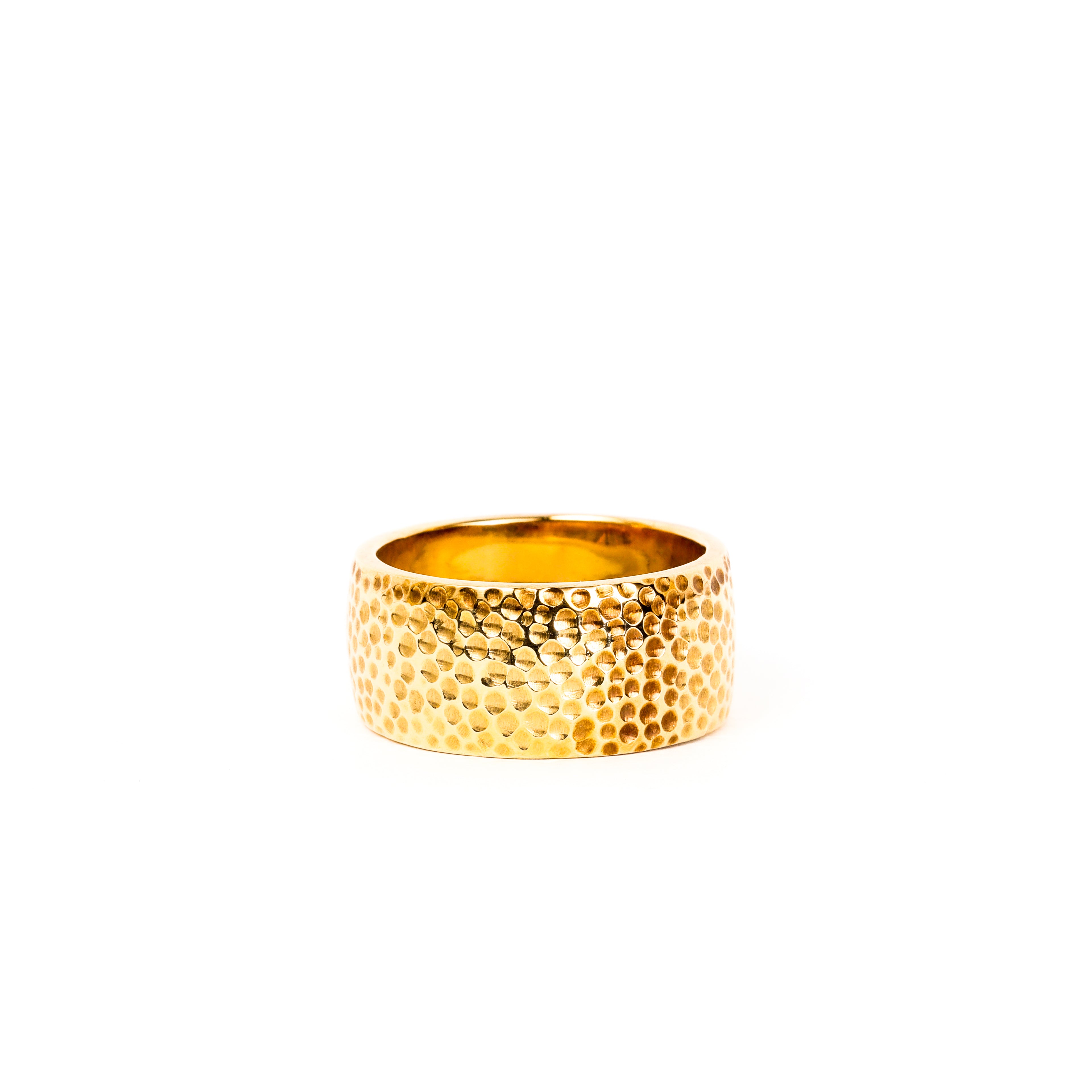 Leon Baker - 9ct Yellow Gold Beaten Band Ring