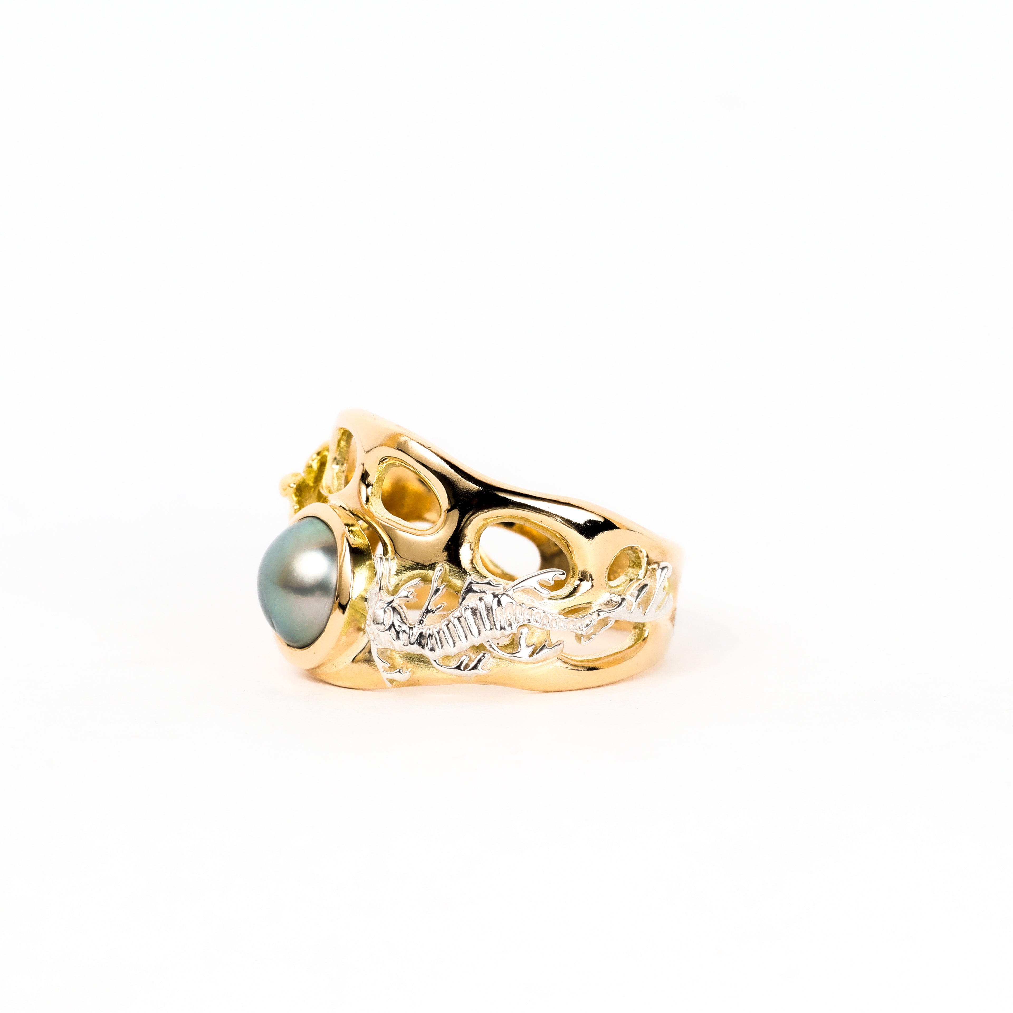 Coral Bay Jewels - Black Abrolhos Pearl Tri-Colour Ring