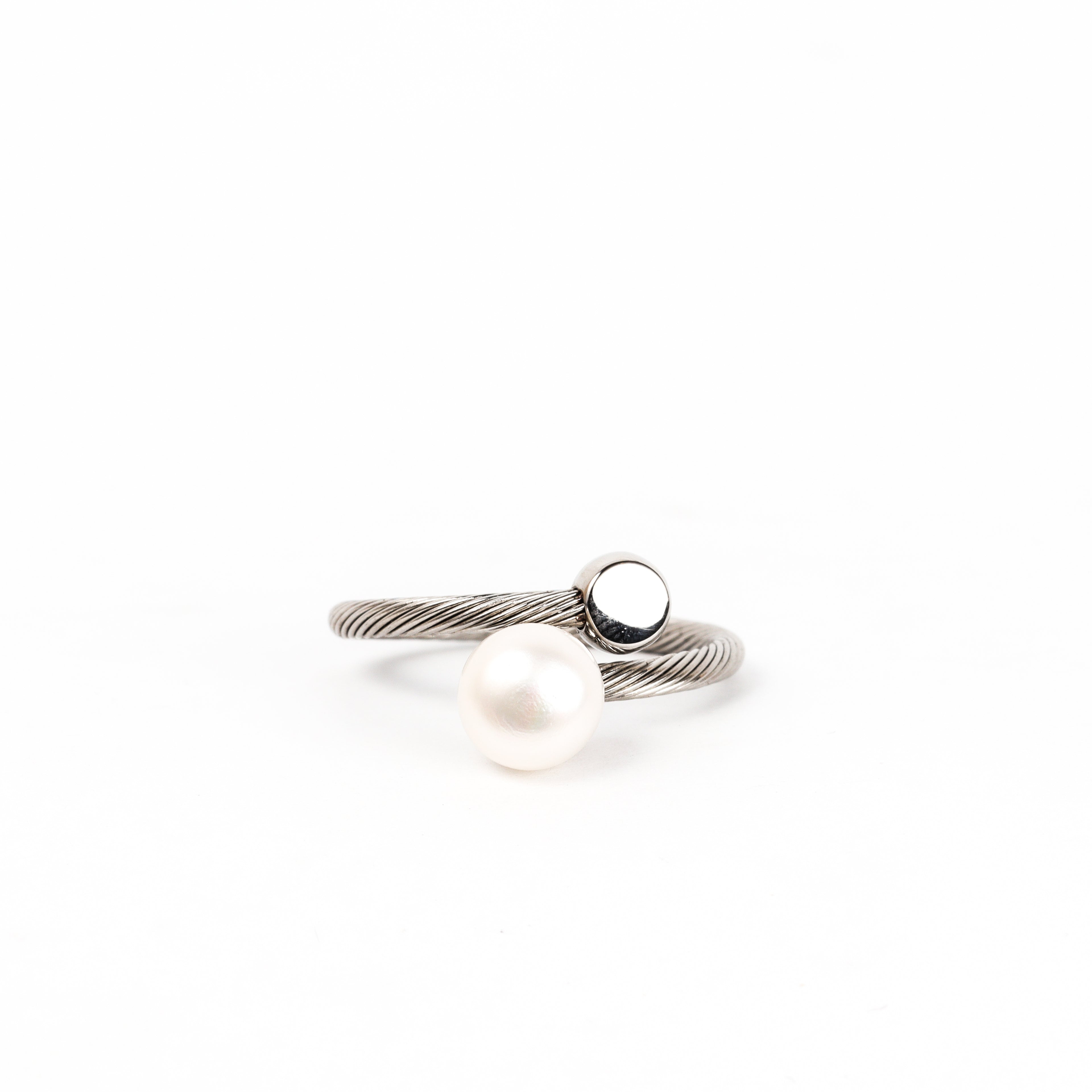 Leon Baker - Stainless Steel Freshwater Pearl Adjustable Ring