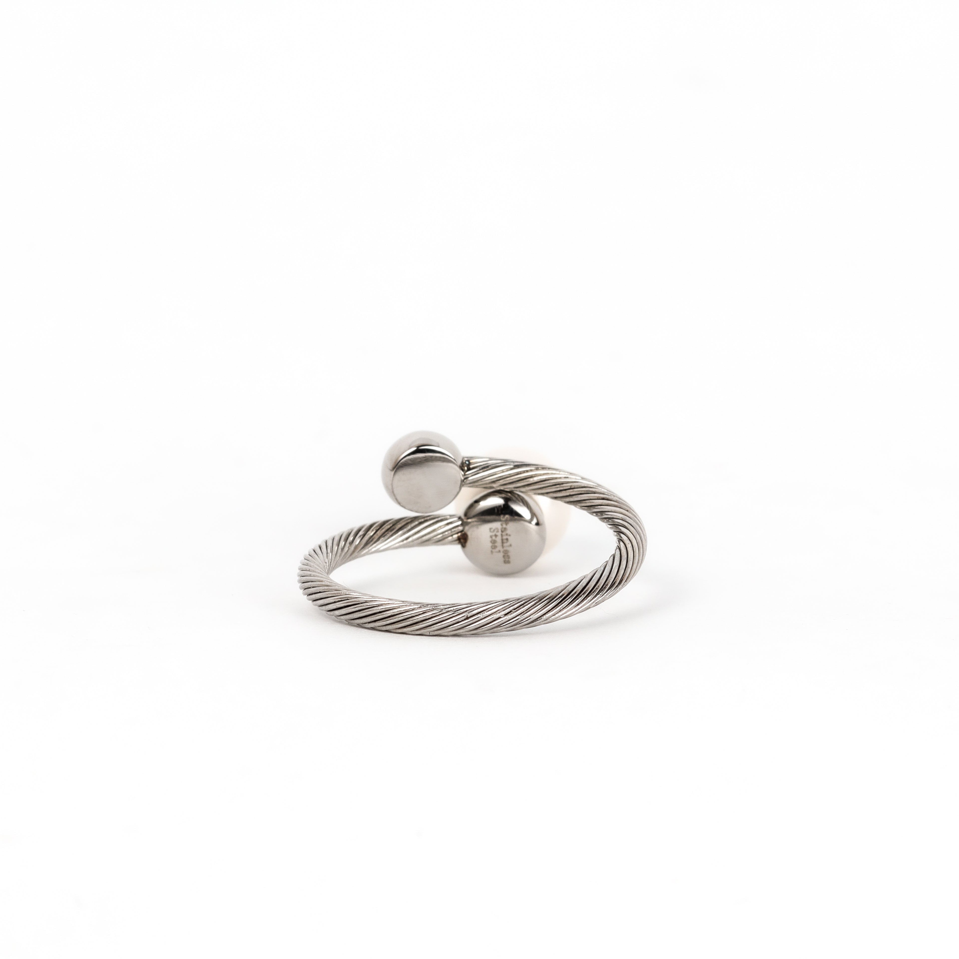 Leon Baker - Stainless Steel Freshwater Pearl Adjustable Ring