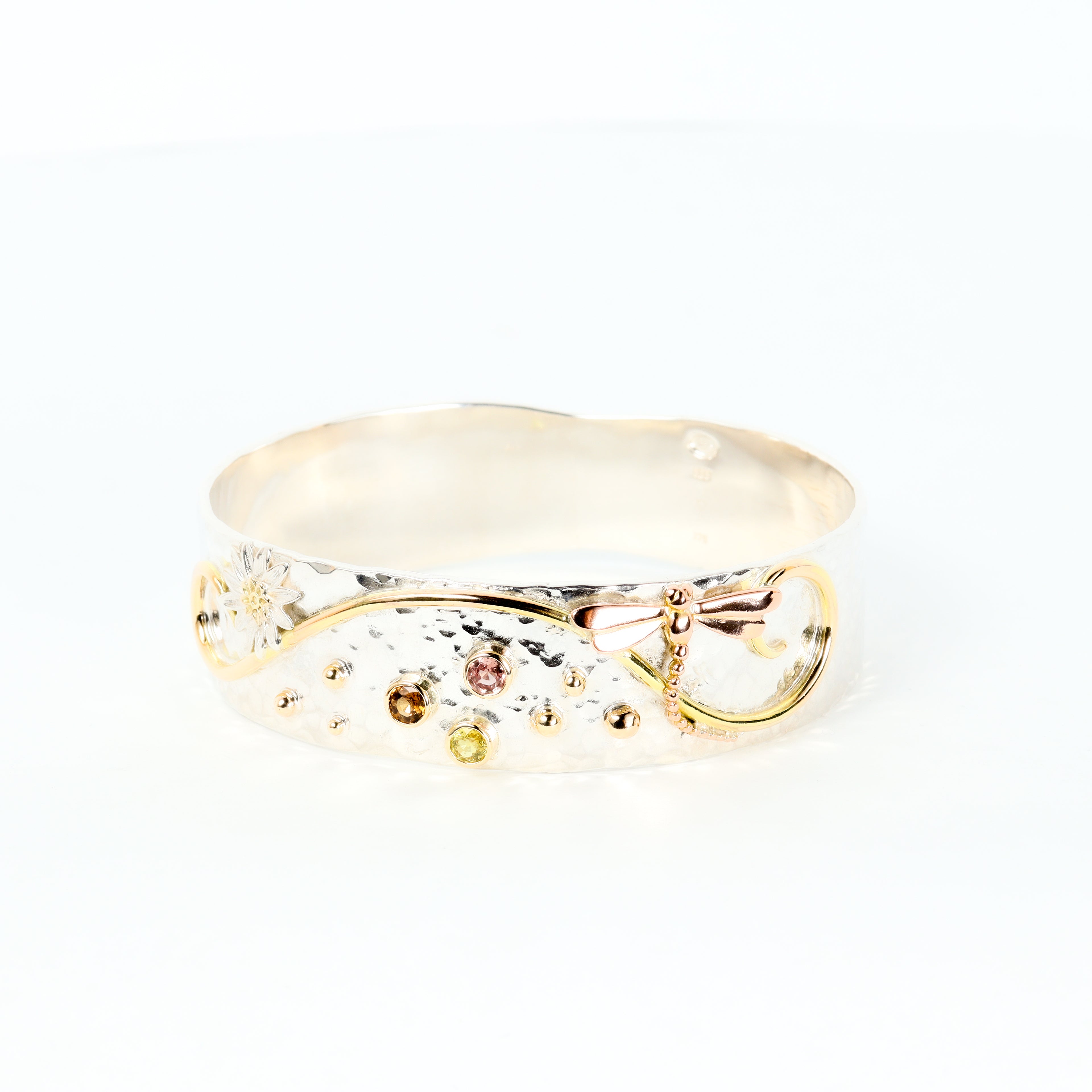 Leon Baker - Wildflower & Dragonfly Sapphire Tri-Colour Bangle
