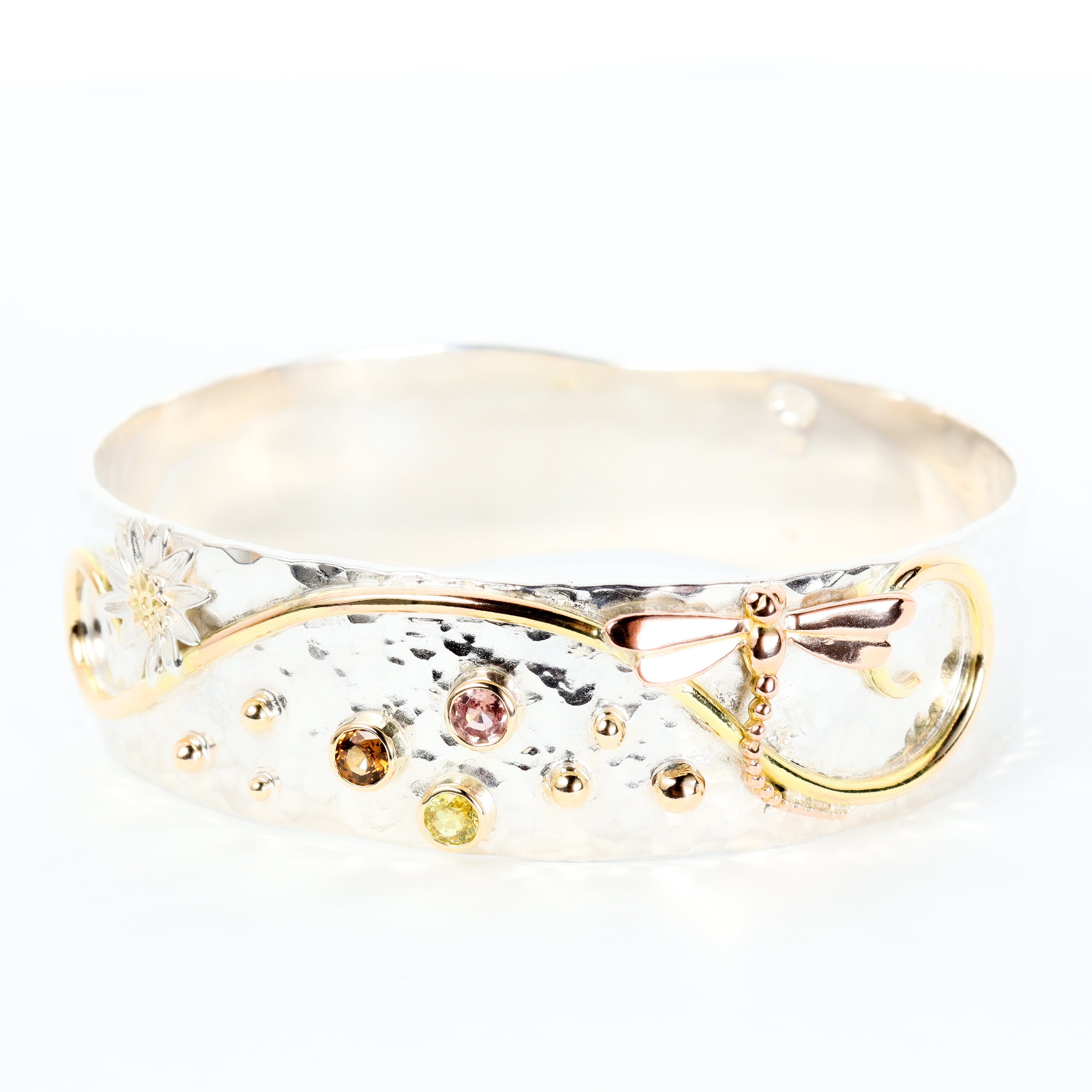 Leon Baker - Wildflower & Dragonfly Sapphire Tri-Colour Bangle