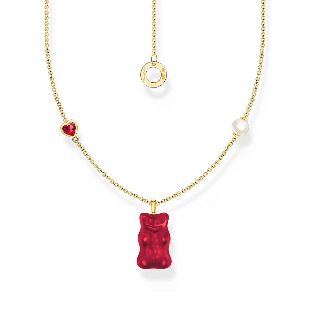 THOMAS SABO Necklace with red goldbears pendant & freshwater pearl