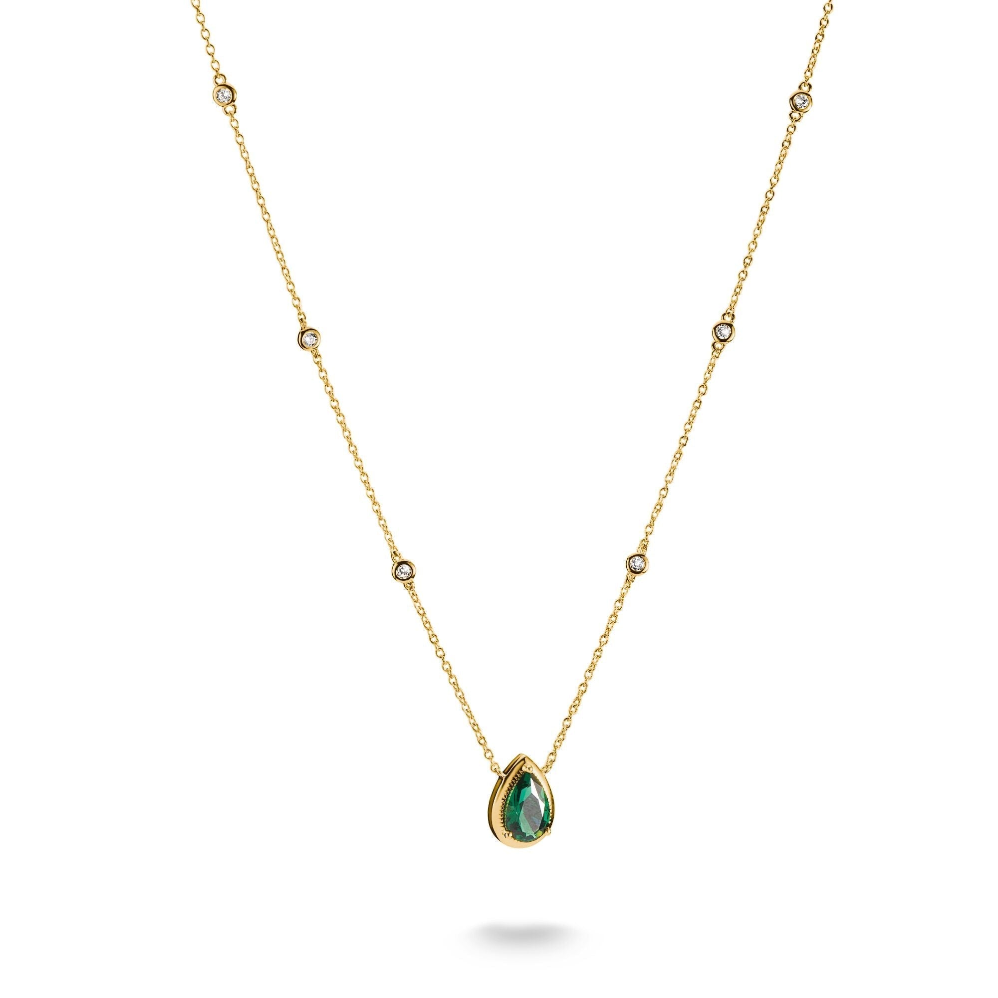 THOMAS SABO Necklace with Green Teardrop Stone