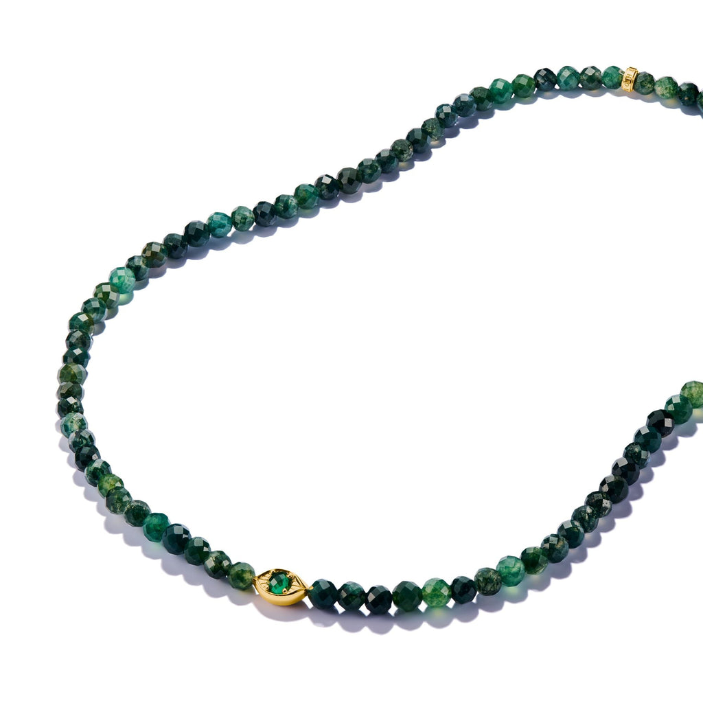 THOMAS SABO Elyndra Necklace with Green Moss Agate Beads