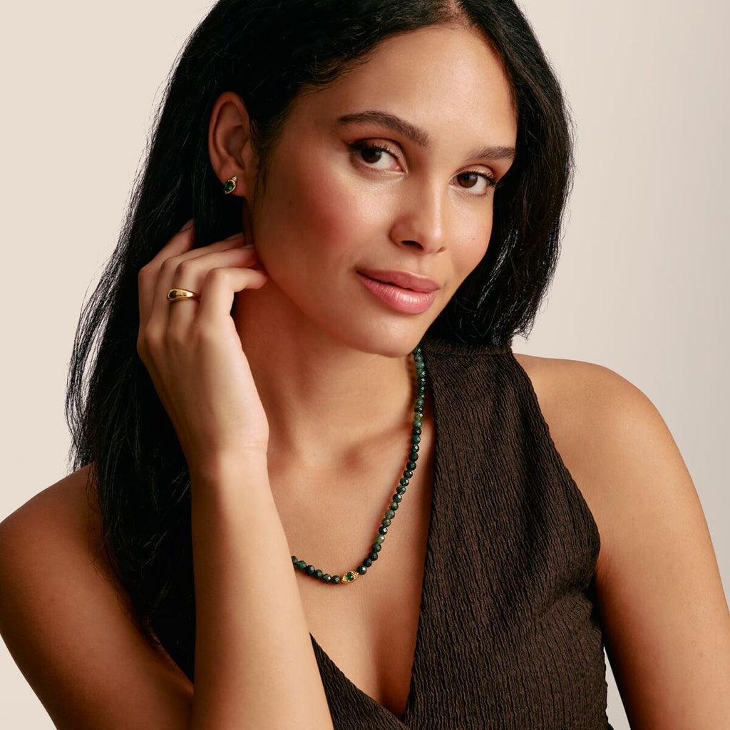 THOMAS SABO Elyndra Necklace with Green Moss Agate Beads