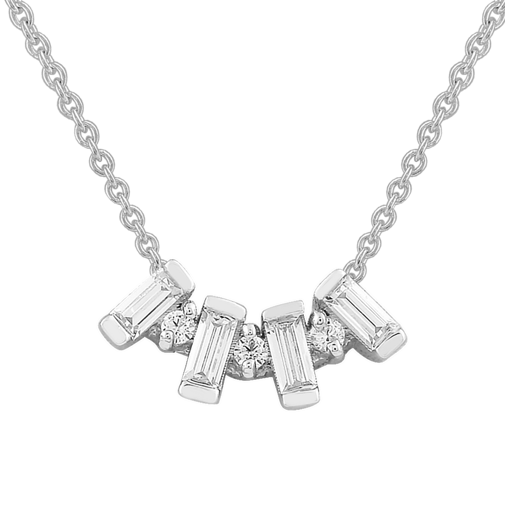 0.10ct HI I1 Diamond Necklace 40-45cm in 9K White Gold