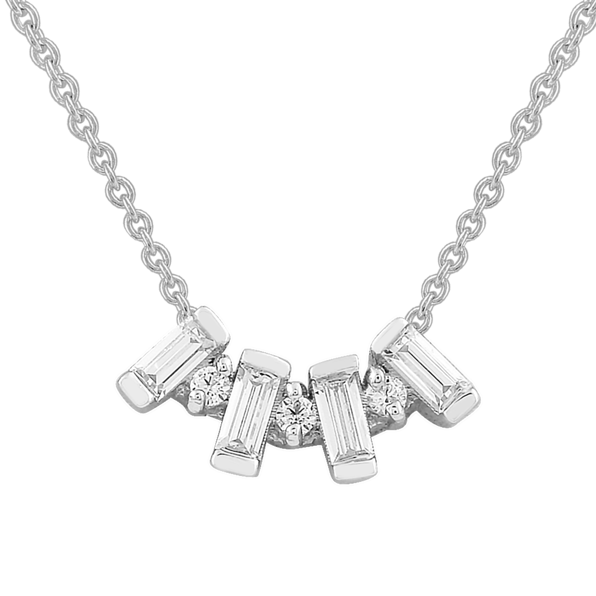 0.10ct HI I1 Diamond Necklace 40-45cm in 9K White Gold