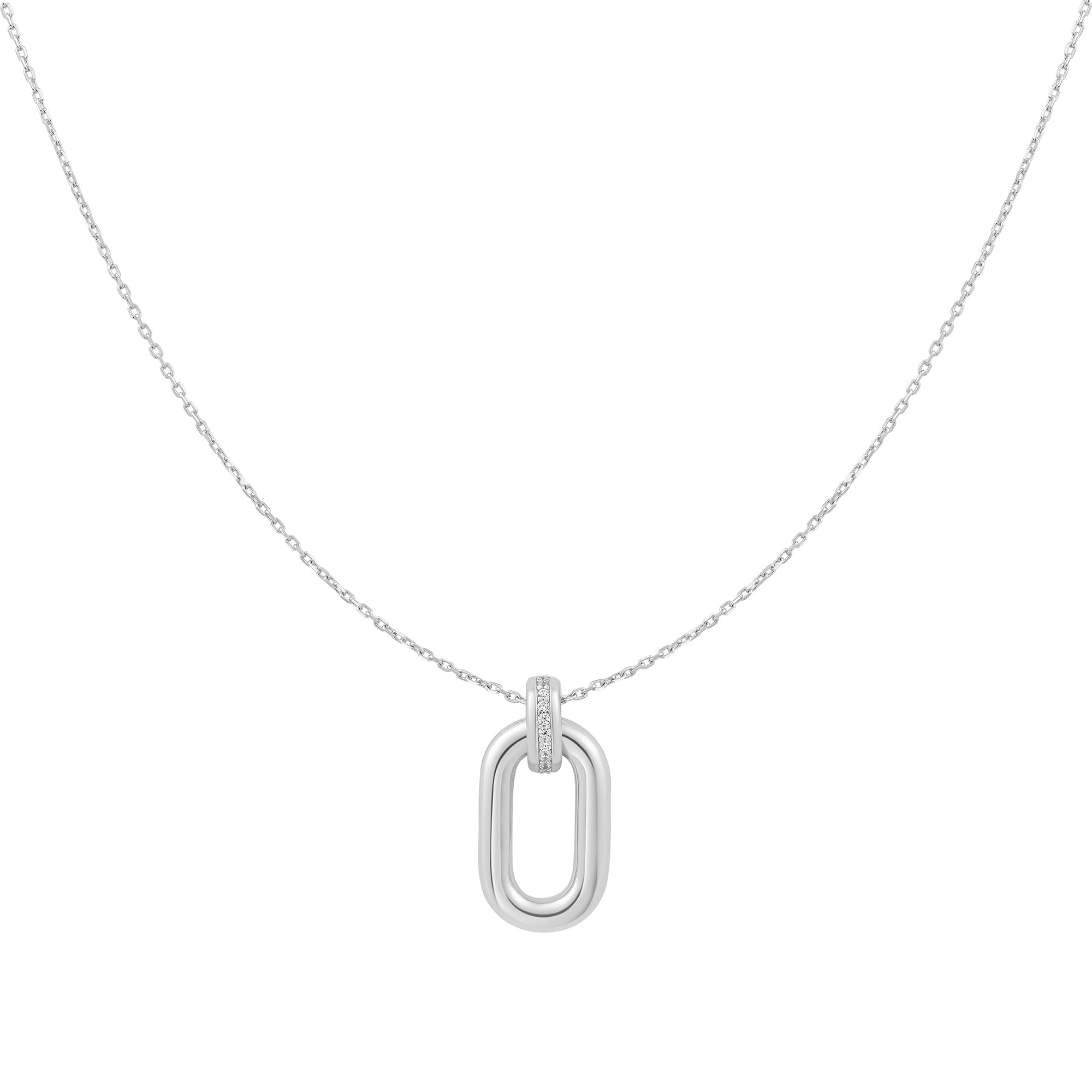 Ania Haie Silver Oval Hoop Pendant Necklace