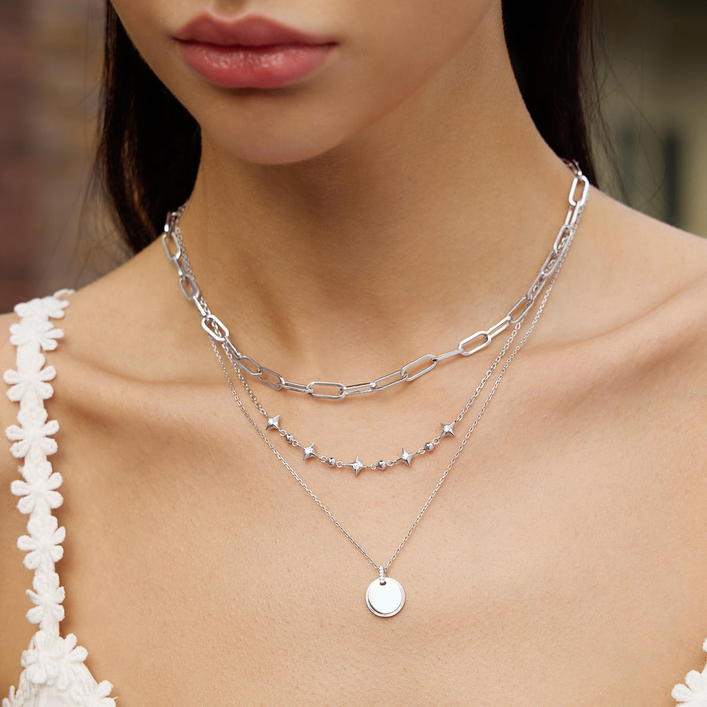 Ania Haie Silver Sparkling Star Station Necklace