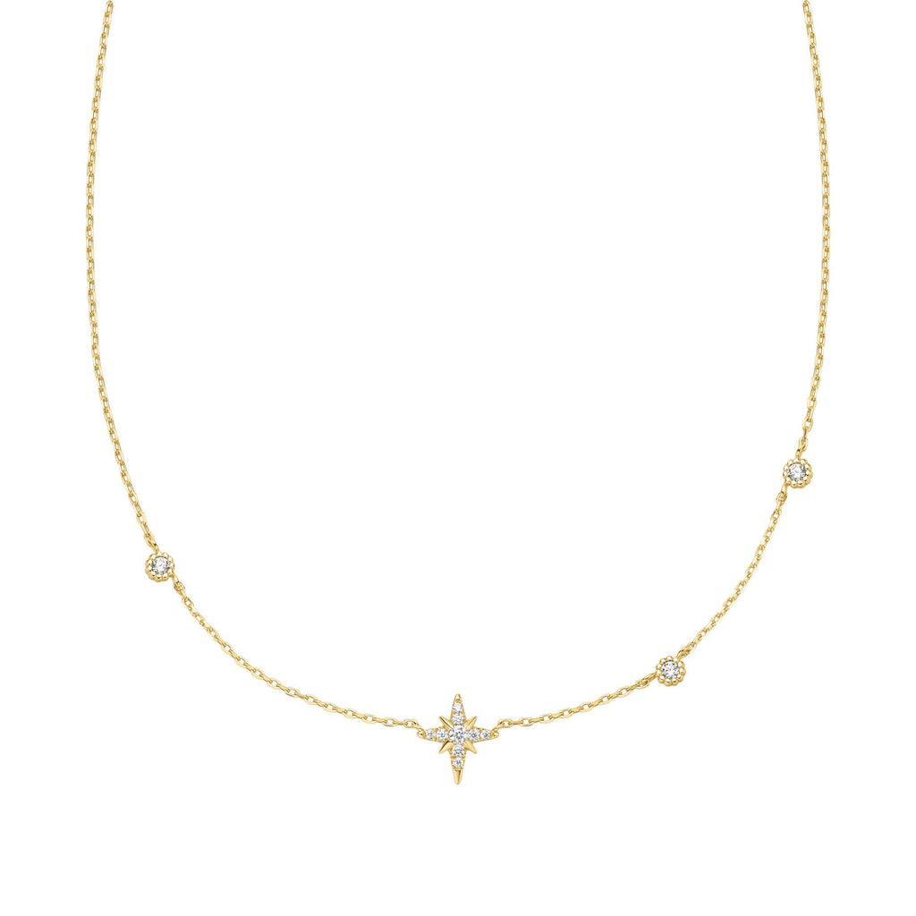 Ania Haie Gold Eight-Pointed Star Cubic Zirconia Station Necklace