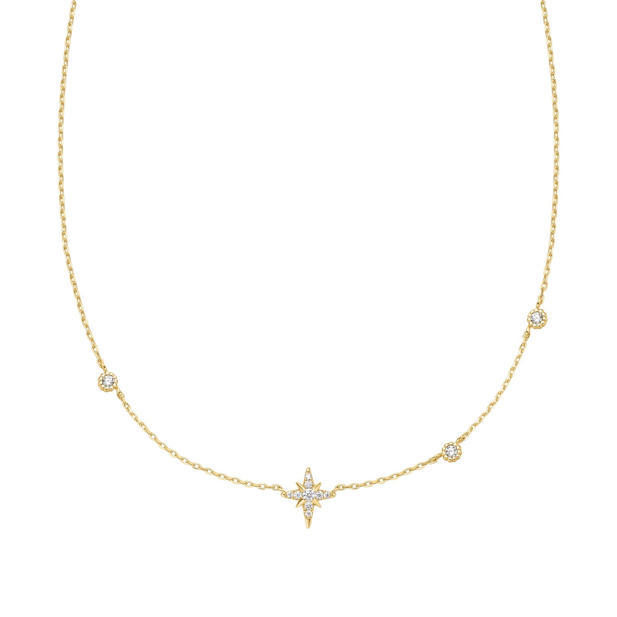 Ania Haie Gold Eight-Pointed Star Cubic Zirconia Station Necklace