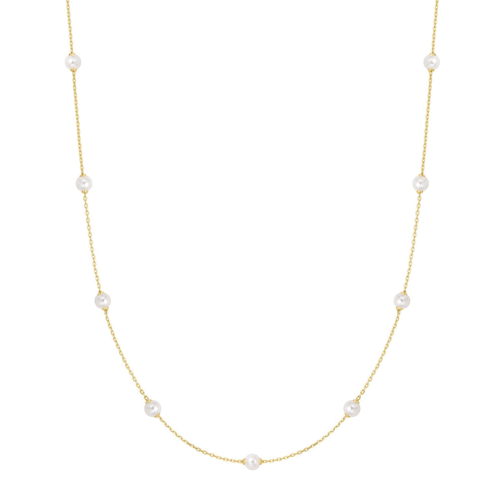 Ania Haie Gold Shell Pearl Station Chain Necklace