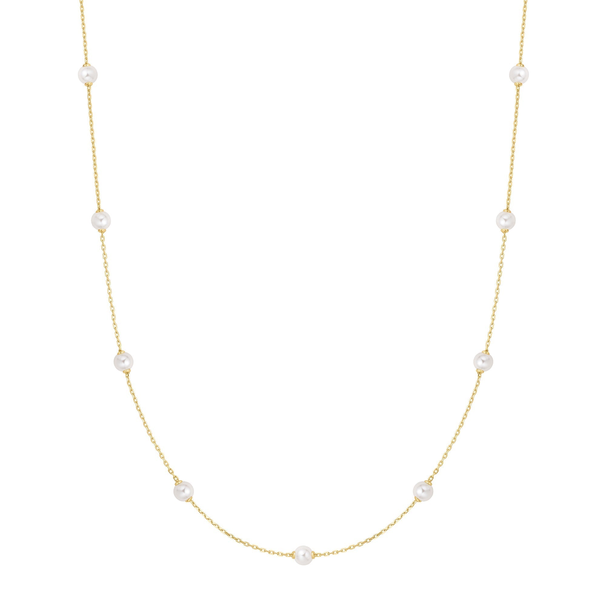 Ania Haie Gold Shell Pearl Station Chain Necklace