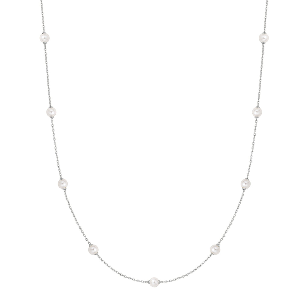 Ania Haie Silver Shell Pearl Station Chain Necklace