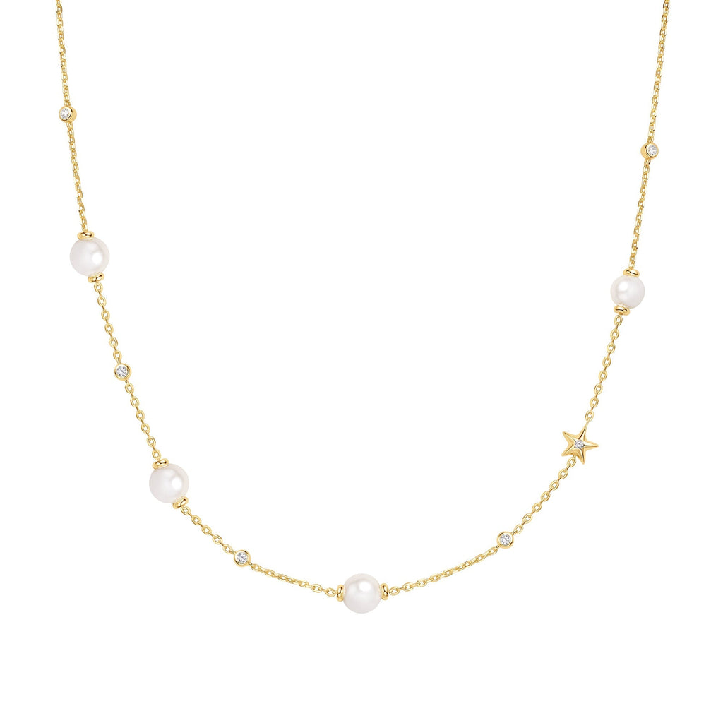 Ania Haie Gold Pearl and Star Station Necklace