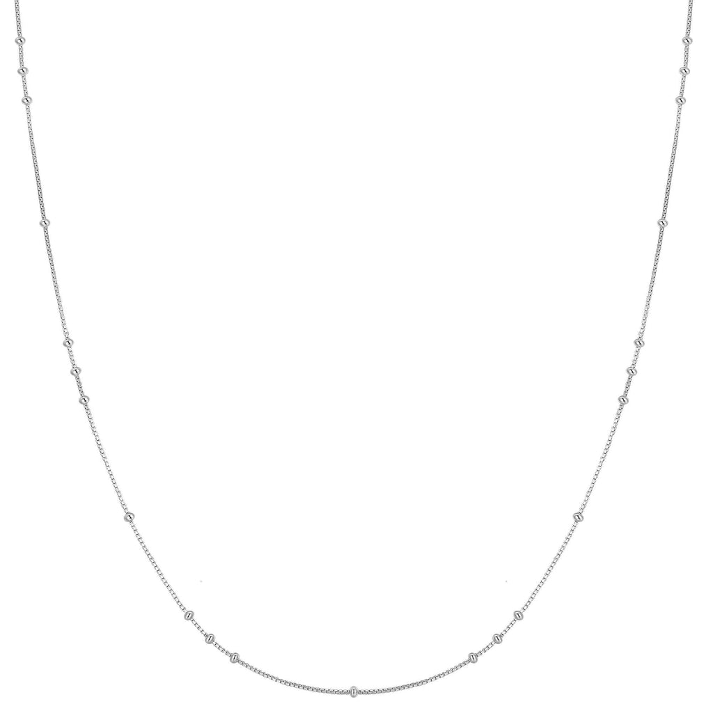 Silver Mini Bead Station Necklace