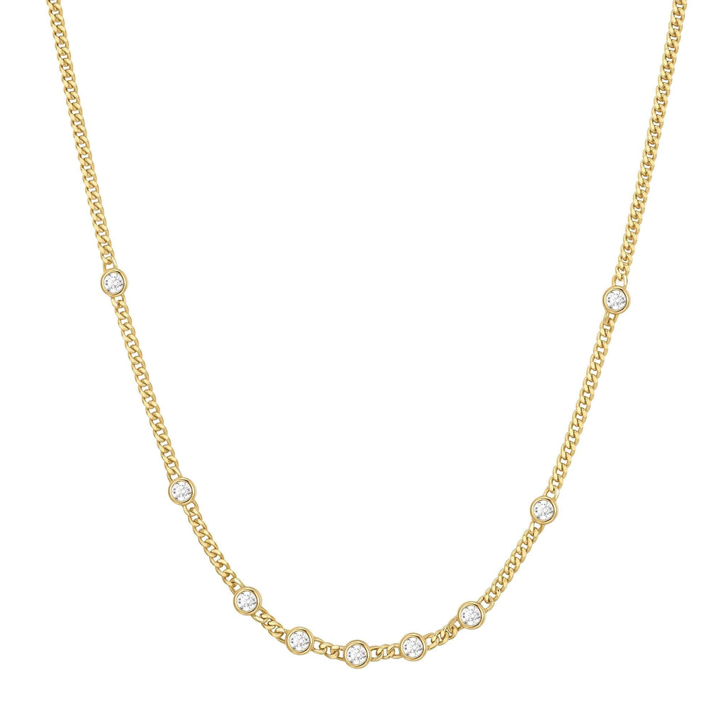 Gold Multi Station Round Stone Chain Necklace