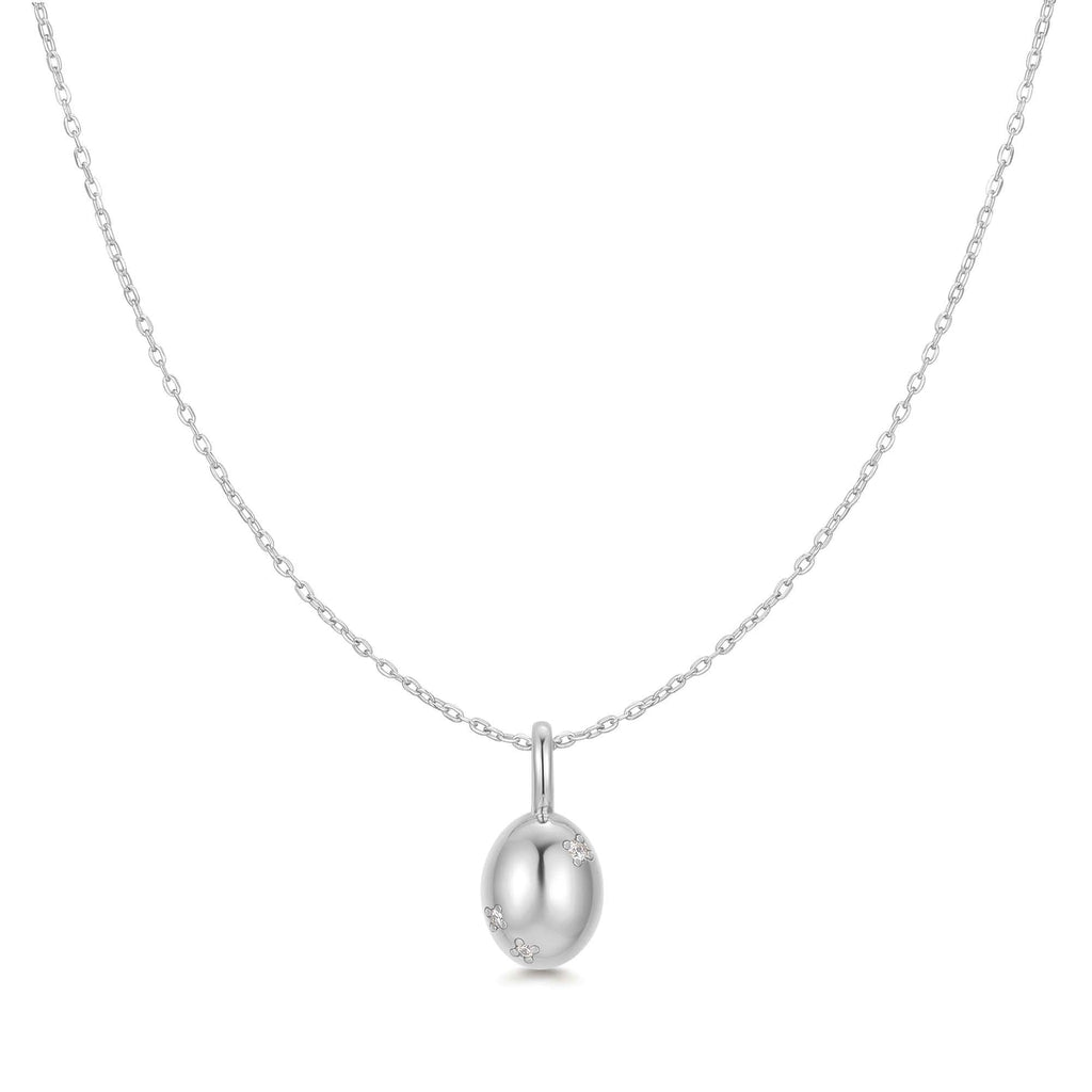 Ania Haie Silver Floral Oval Pendent Necklace