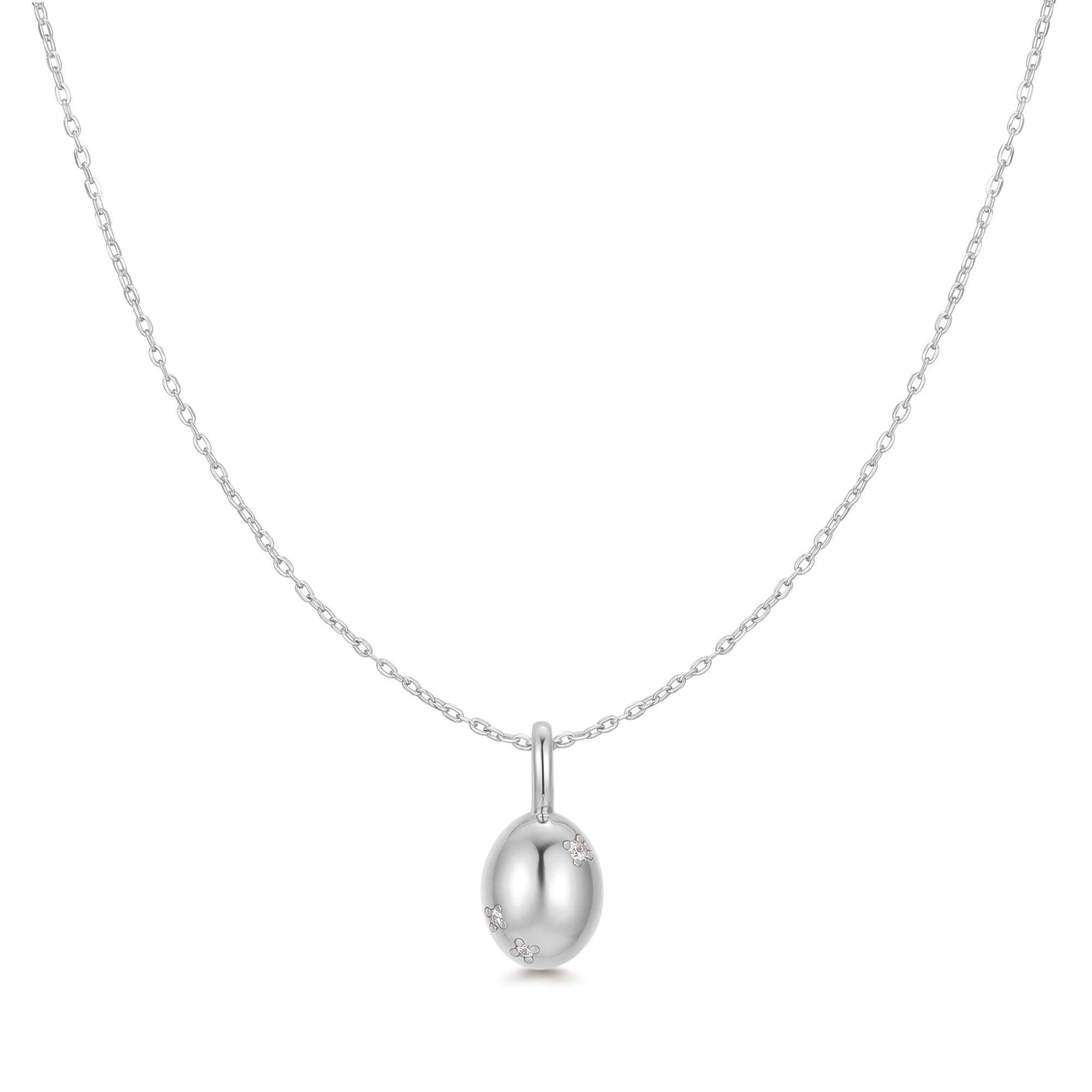 Ania Haie Silver Floral Oval Pendent Necklace