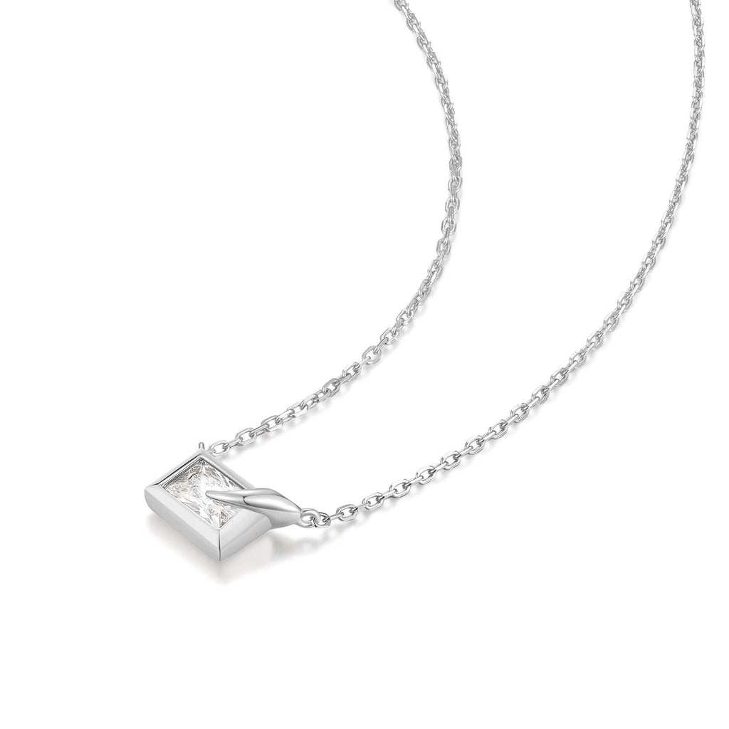 Ania Haie Silver Sparkling Bezel-Set Cube Necklace