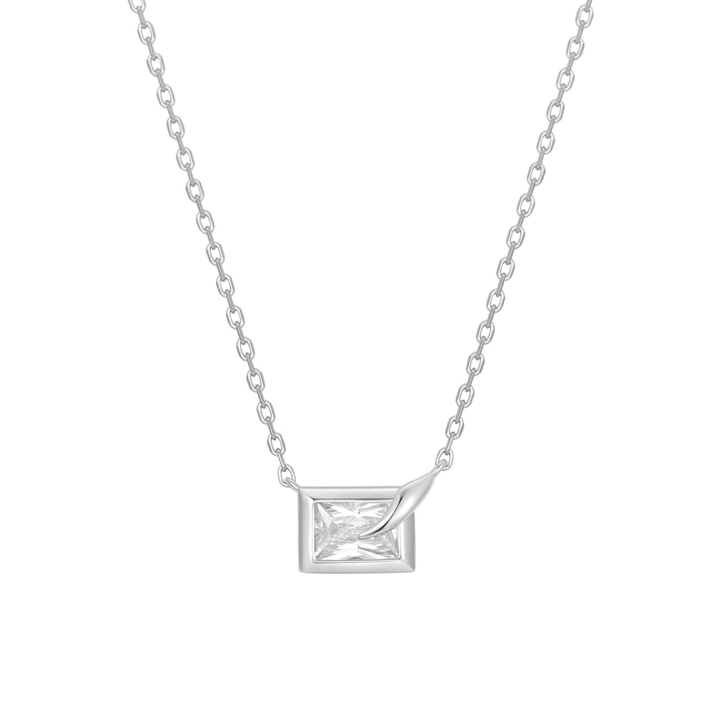 Ania Haie Silver Sparkling Bezel-Set Cube Necklace