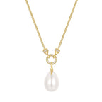 Ania Haie Gold Linked Shell Pearl Drop Pendant Necklace