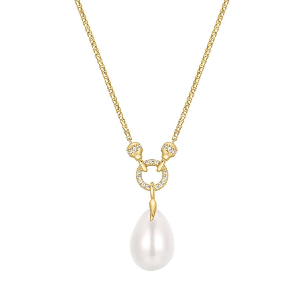 Ania Haie Gold Linked Shell Pearl Drop Pendant Necklace