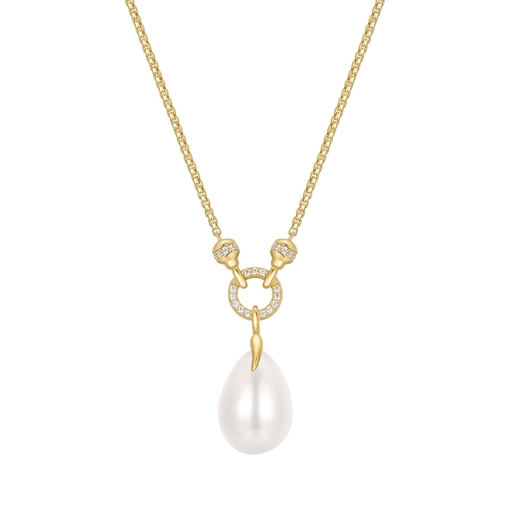 Ania Haie Gold Linked Shell Pearl Drop Pendant Necklace