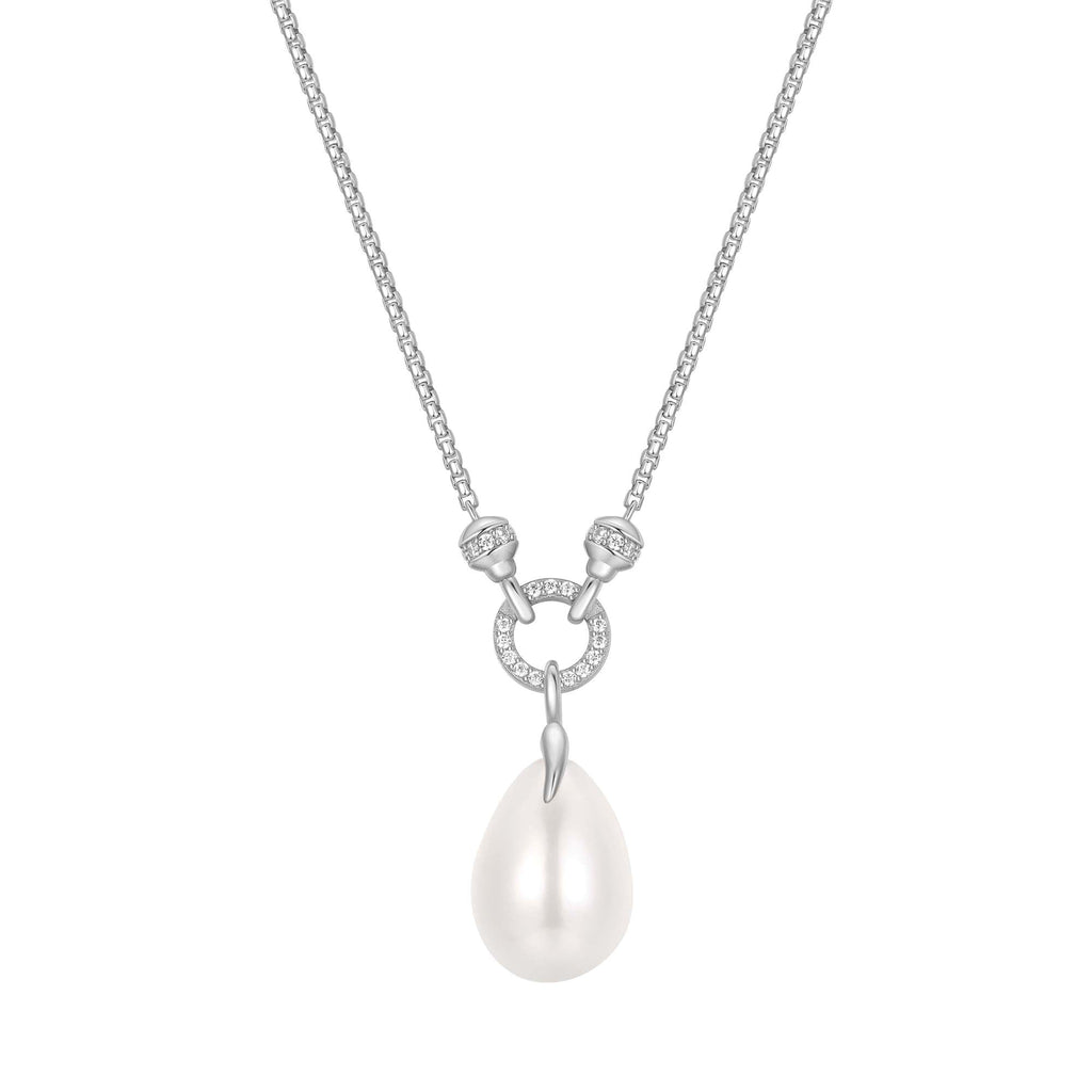 Ania Haie Silver Linked Shell Pearl Drop Pendant Necklace