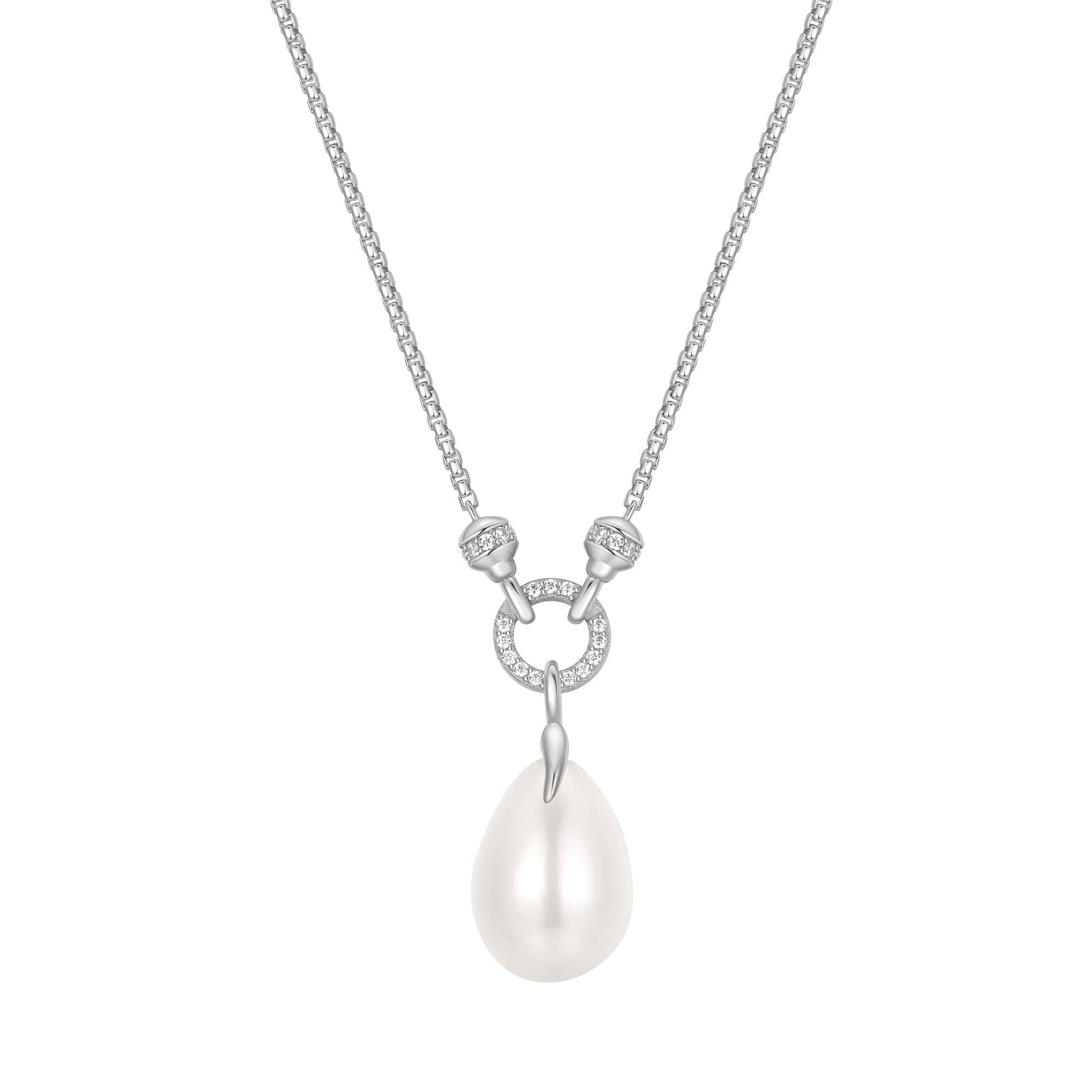 Ania Haie Silver Linked Shell Pearl Drop Pendant Necklace