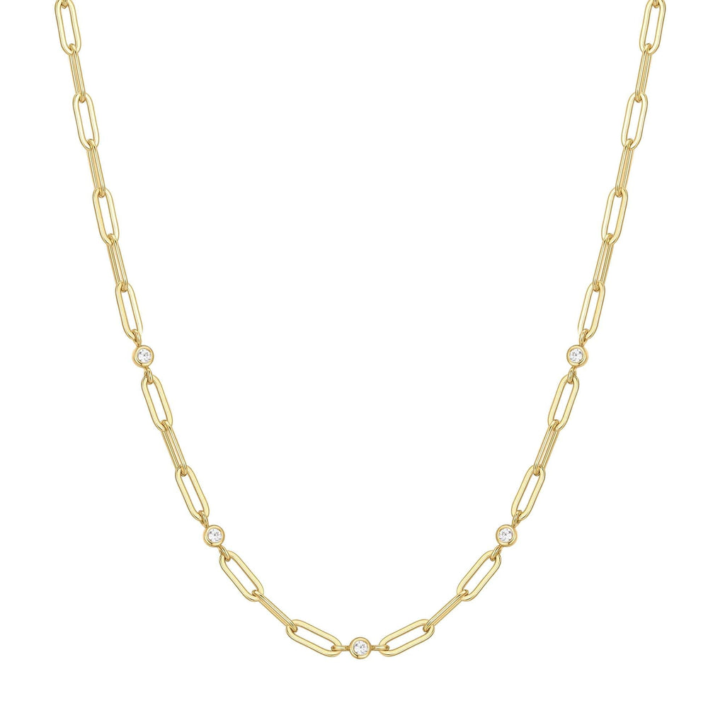 Ania Haie Gold Bezel Station Paper Clip Chain Necklace