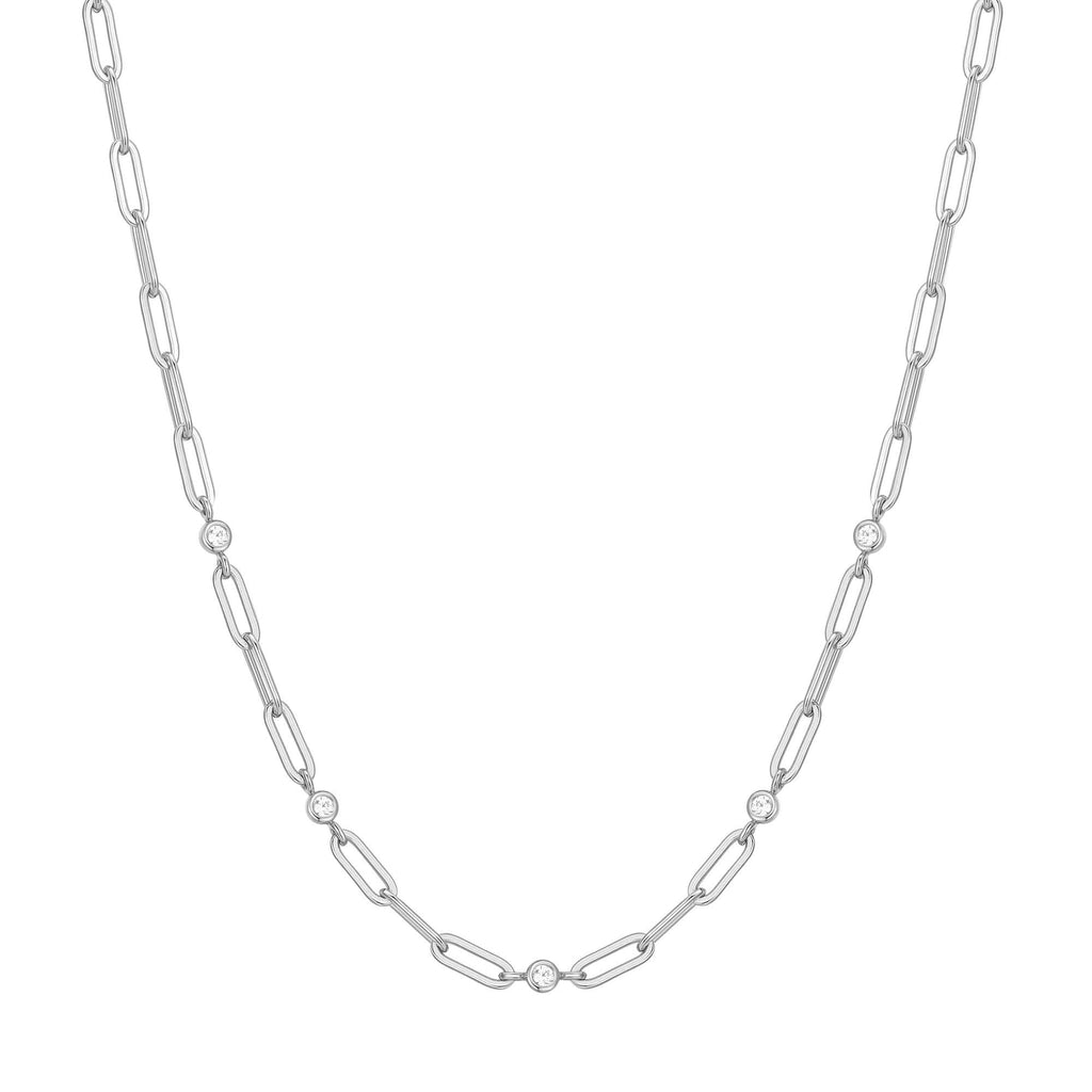 Ania Haie Silver Bezel Station Paper Clip Chain Necklace