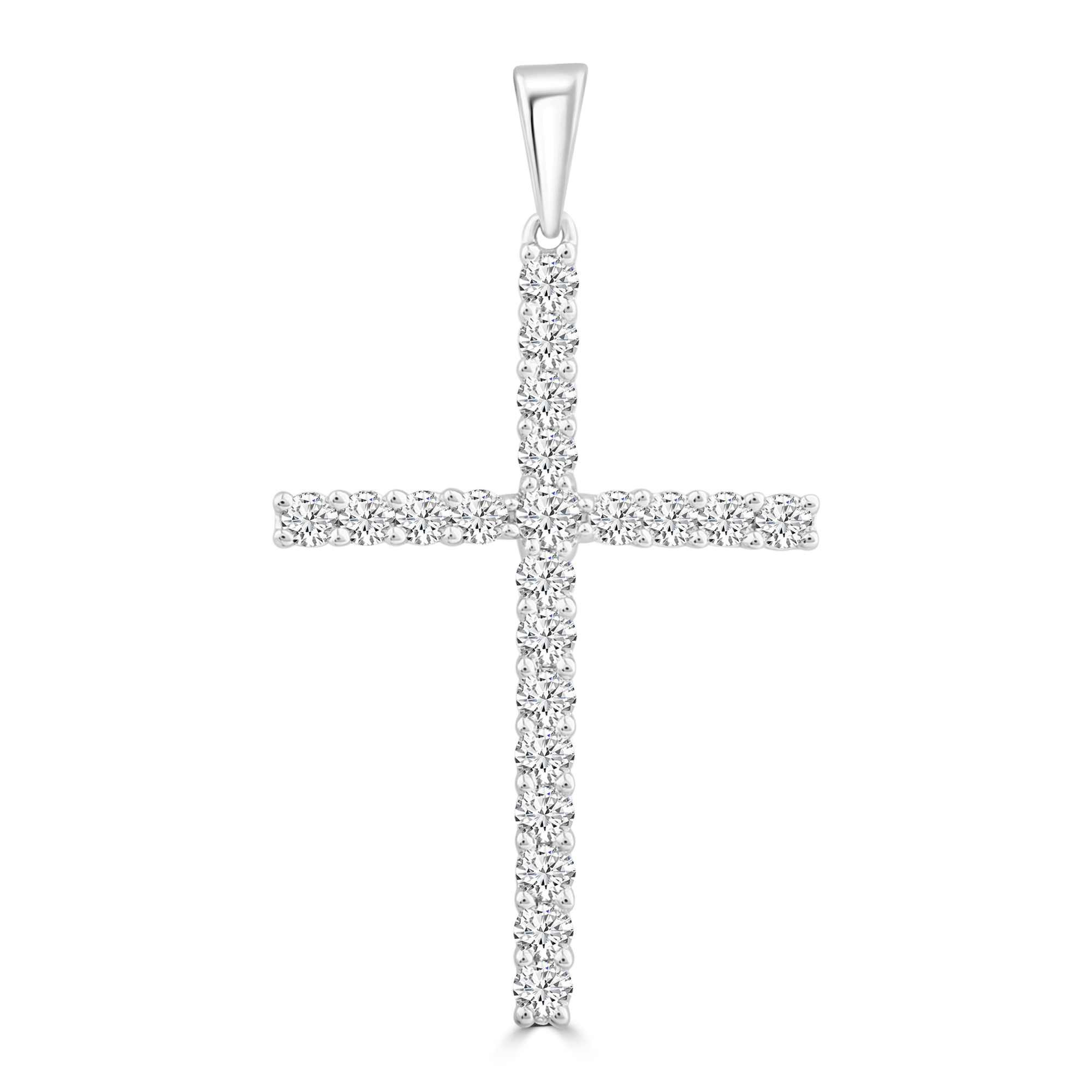 Diamond Cross Pendant with 0.50ct Diamonds in 9K White Gold - PC-0171-W