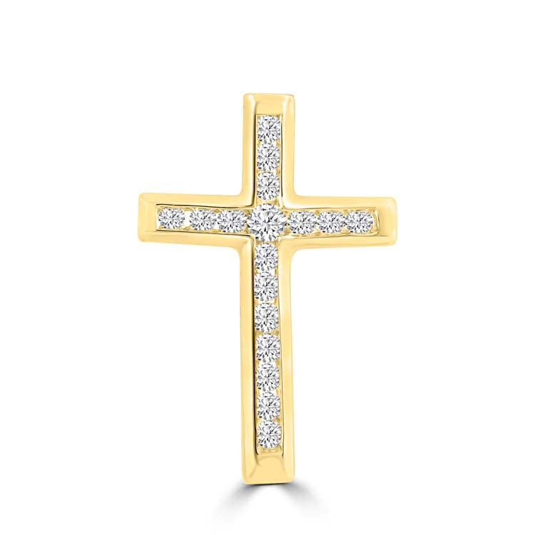 Diamond Cross Pendant with 0.10ct Diamonds in 9K Yellow Gold - PC-0174-Y