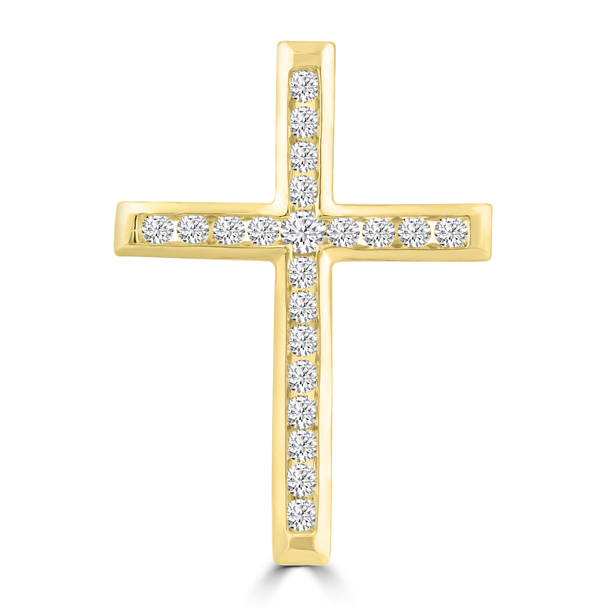 Diamond Cross Pendant with 0.25ct Diamonds in 9K Yellow Gold - PC-0187-Y