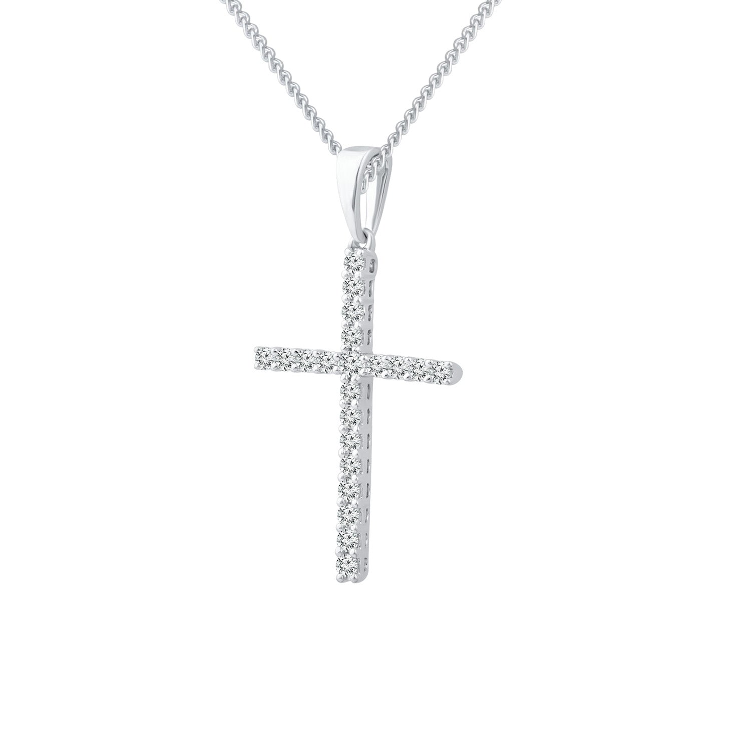 Diamond Cross Pendant with 0.10ct Diamonds in 9K White Gold