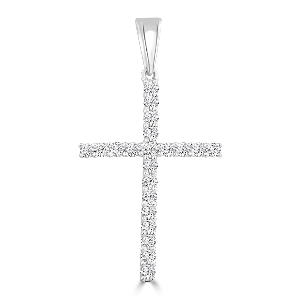 Diamond Cross Pendant with 0.10ct Diamonds in 9K White Gold