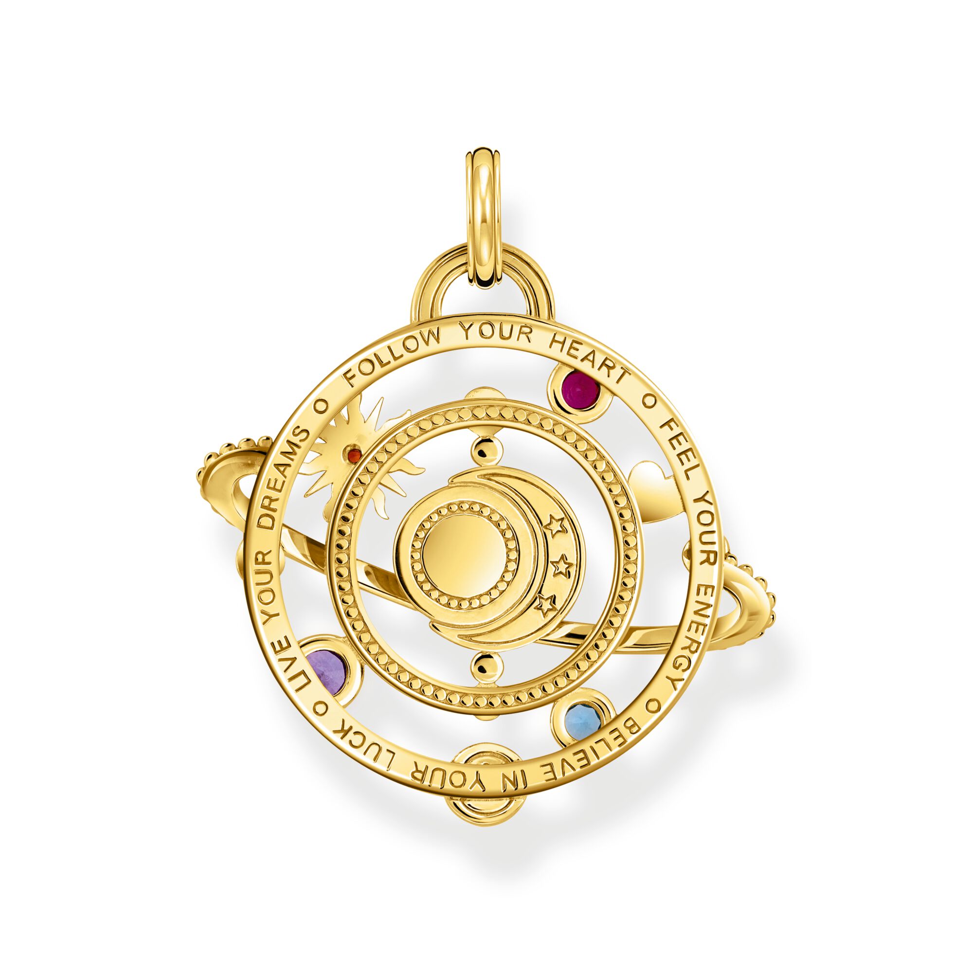 THOMAS SABO Gold Planetary Ring Pendant with Colourful Stones