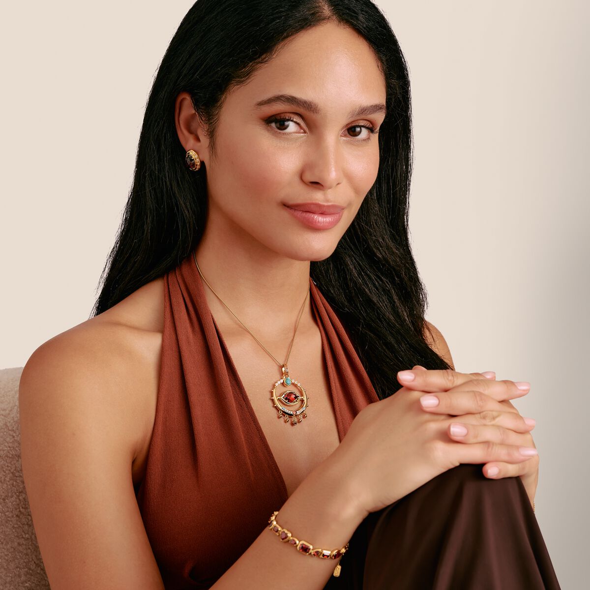 THOMAS SABO Elyndra Pendant with Red Zirconia Stone