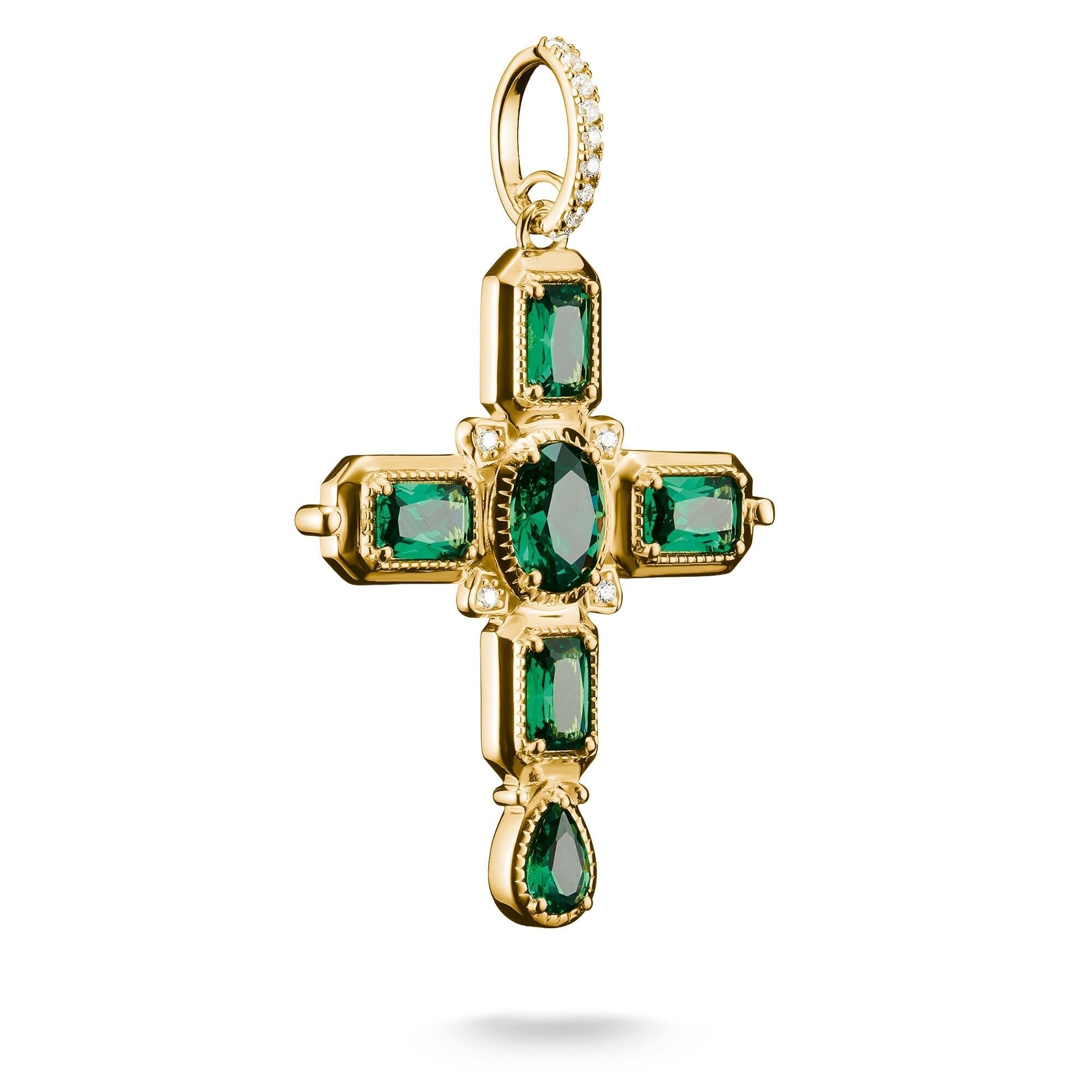 THOMAS SABO Cross Pendant with Green Zirconia Stones