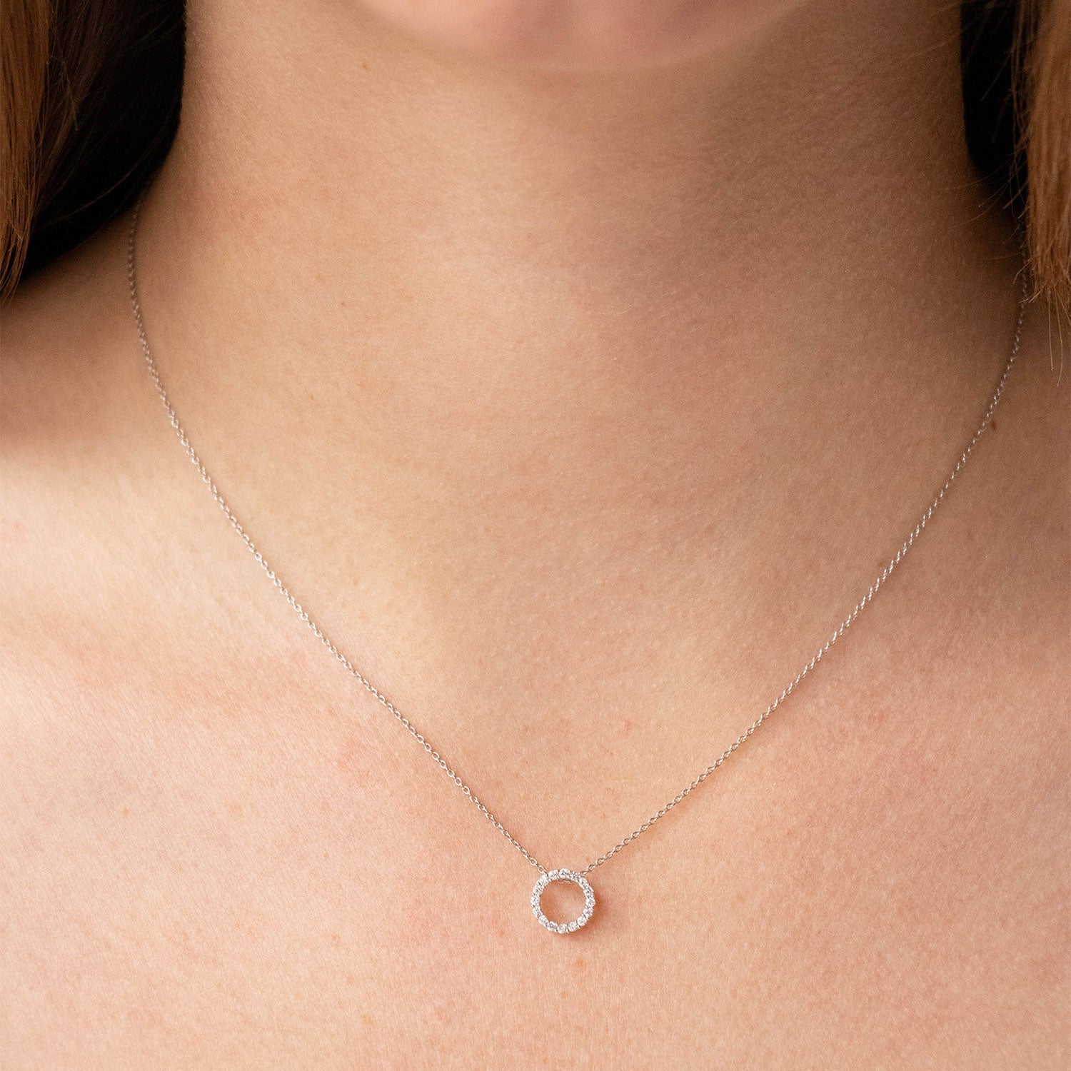 Diamond Pendant with 0.10ct Diamonds in 9K White Gold - PF-6111-W