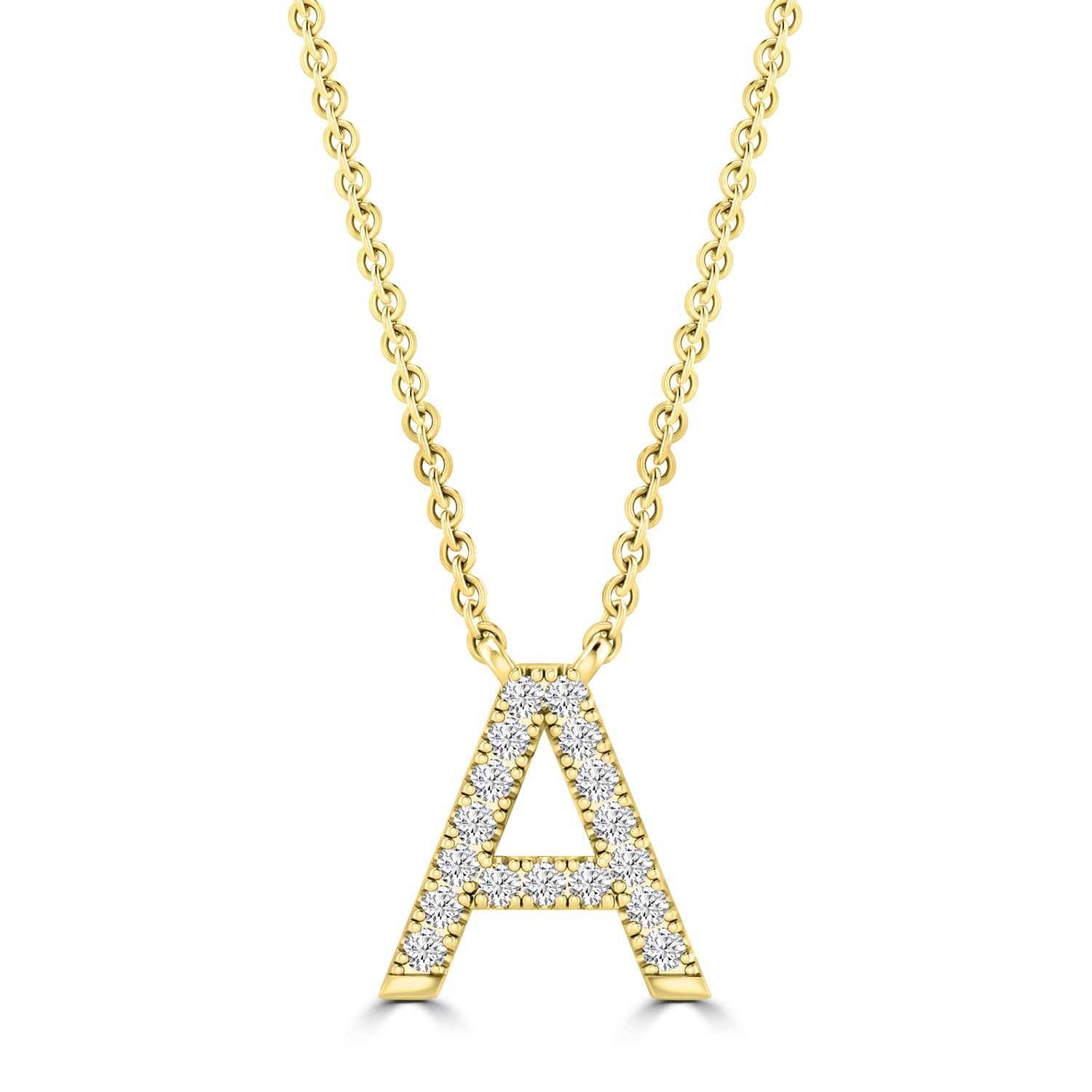 Initial 'A' Necklace with 0.06ct Diamonds in 9K Yellow Gold - PF-6263-Y